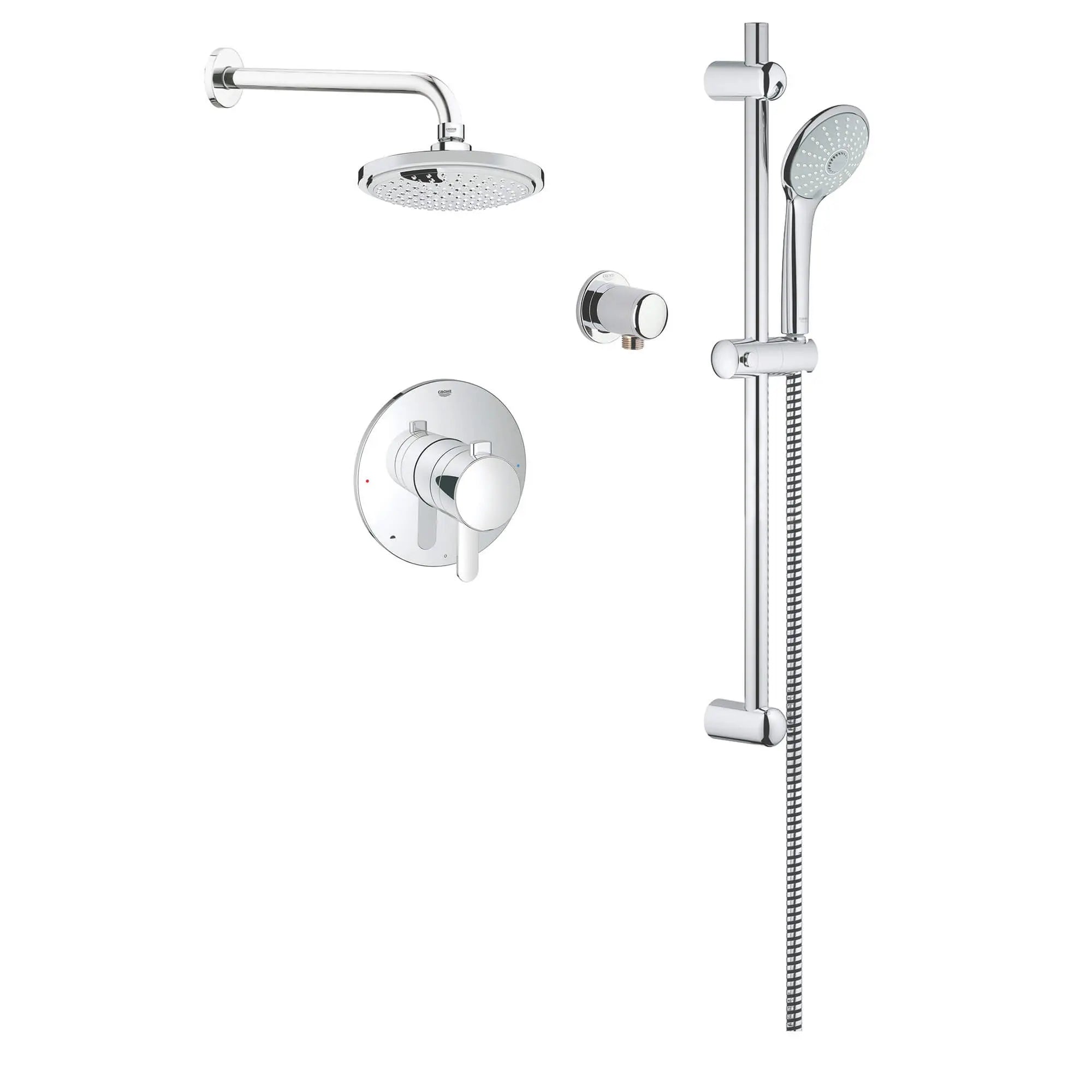 Ensemble de douche à deux fonctions Cosmopolitan avec robinet à pression équilibrée // CHROME STARLIGHT GROHE // 11880_117166-rainshower-cosmopolitan-cosmopolitan-pbv-dual-function-shower-kit-starlight-chrome_0_CDNwebp.webp