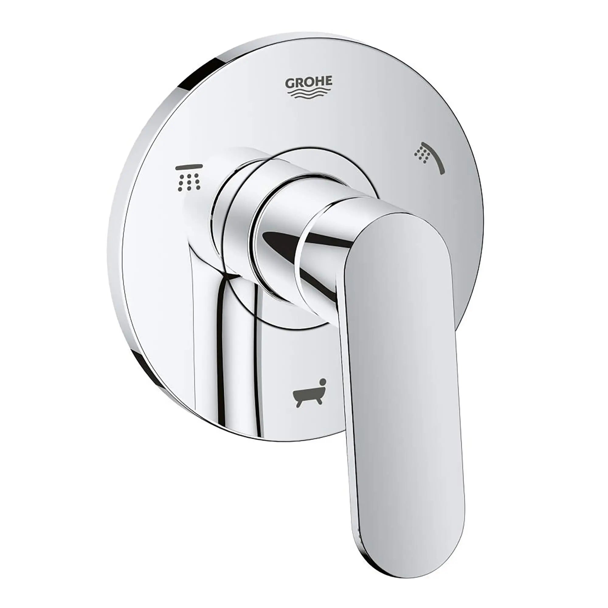 Garniture d’inverseur à 3 voies (pomme de douche / douchette / bec de bain) // CHROME STARLIGHT GROHE // 11894_118306-3-Way_Diverter_Trim_0_CDNwebp.webp