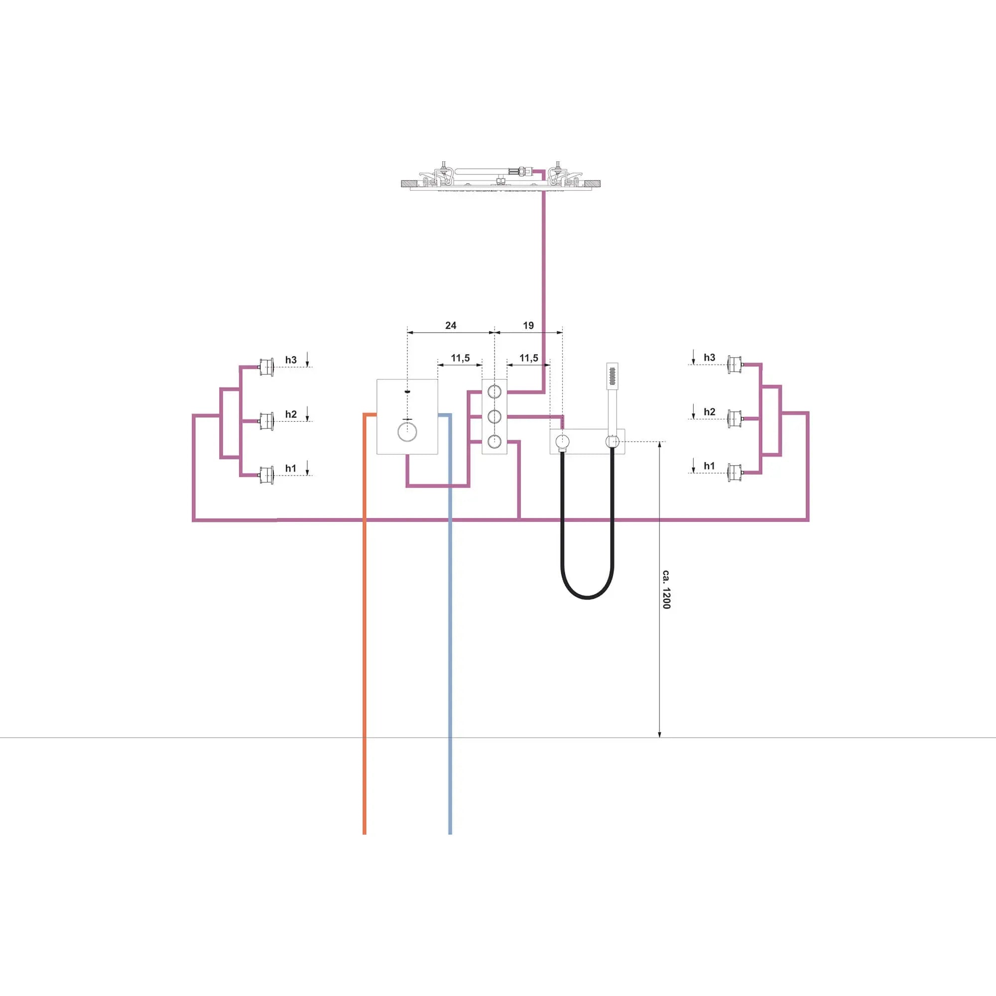 GrohTherm F Garniture de soupape de commande de débit triple // CHROME STARLIGHT GROHE // 1202_27625000-triple-volume-control-trim-enviro-5_0_CDNwebp.webp