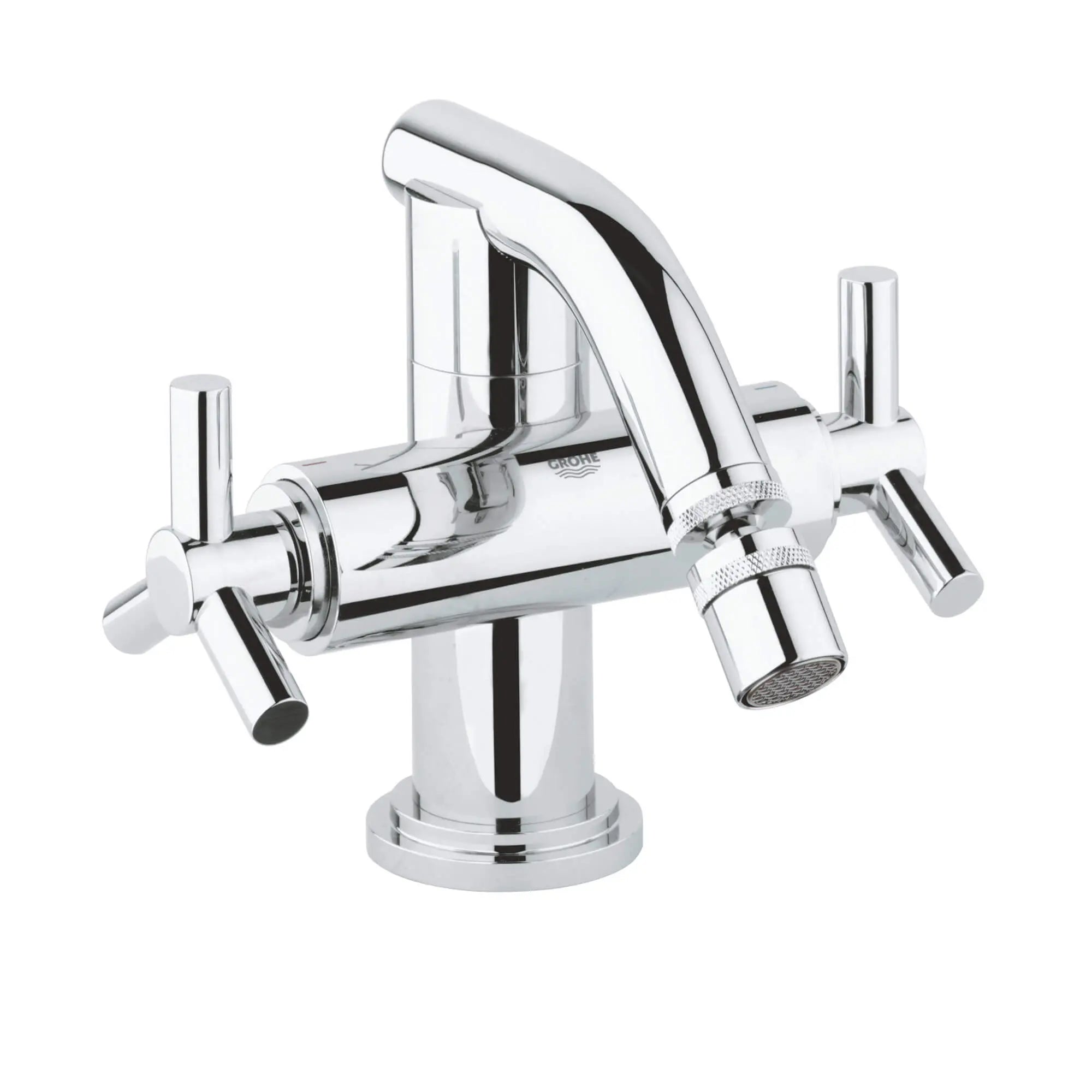 Manettes en croix (la paire) // CHROME STARLIGHT GROHE // 12247_18026000-atrio-trio-spoke-handles-starlight-chrome-3_0_CDNwebp.webp