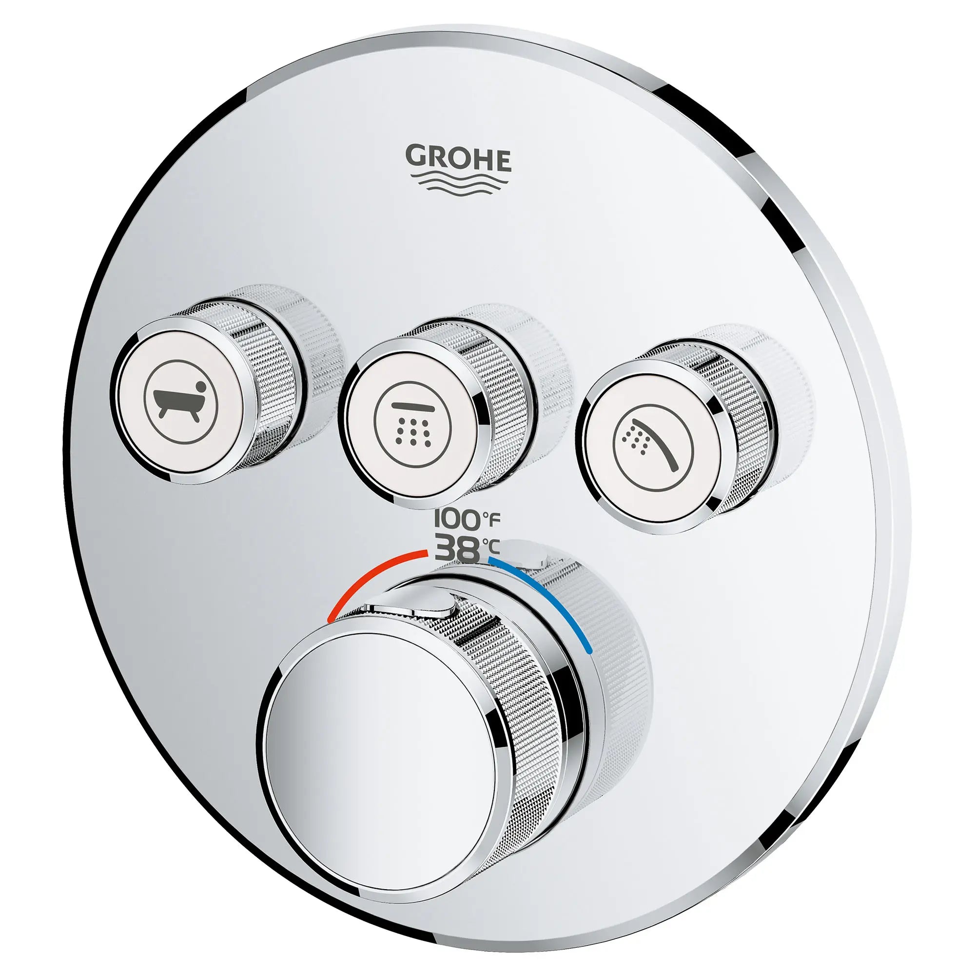 GrohTherm SmartControl Garniture de valve thermostatique à fonction triple // CHROME STARLIGHT GROHE // 125072_GROHTHERM_29138000_Main_Image_URL_2000.3_CDNwebp.webp