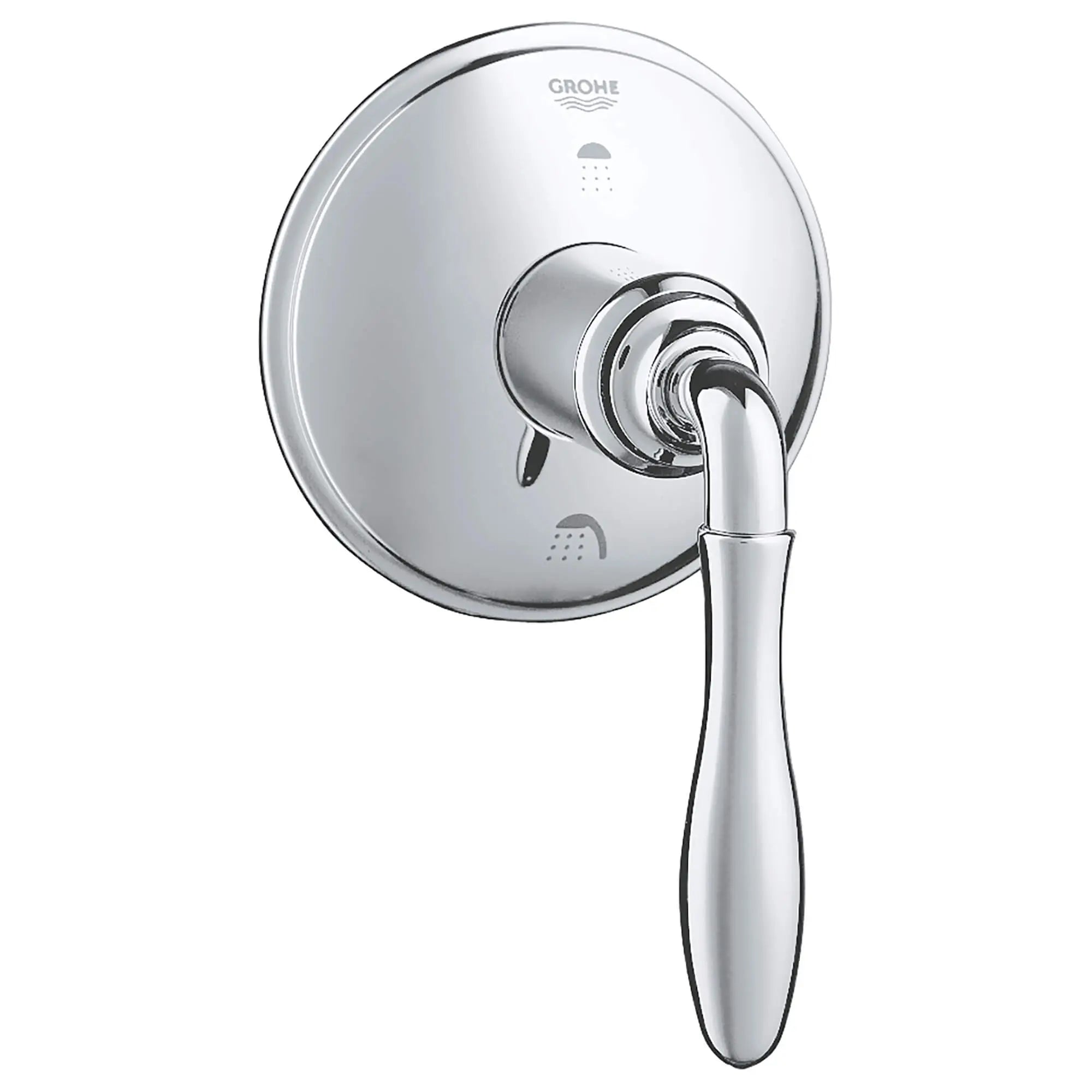Seabury Garniture d’inverseur à 2 voies (pomme de douche / douchette) // CHROME STARLIGHT GROHE // 12544_19221000-seabury-2-way-diverter-starlight-chrome_0_CDNwebp.webp