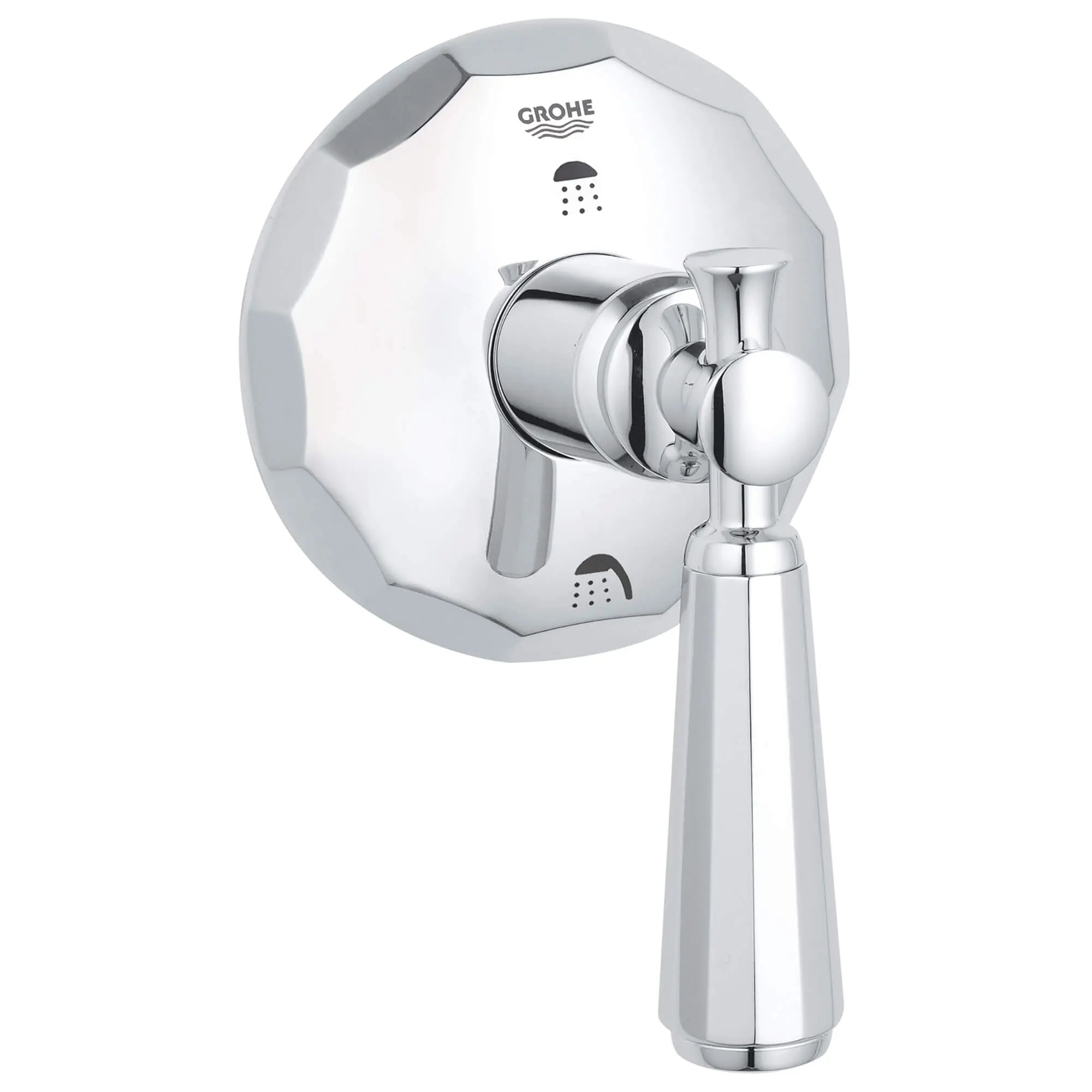 Kensington Garniture d’inverseur à 2 voies (pomme de douche / douchette) // CHROME STARLIGHT GROHE // 12585_19272000-kensington-2-way-diverter-starlight-chrome_0_CDNwebp.webp