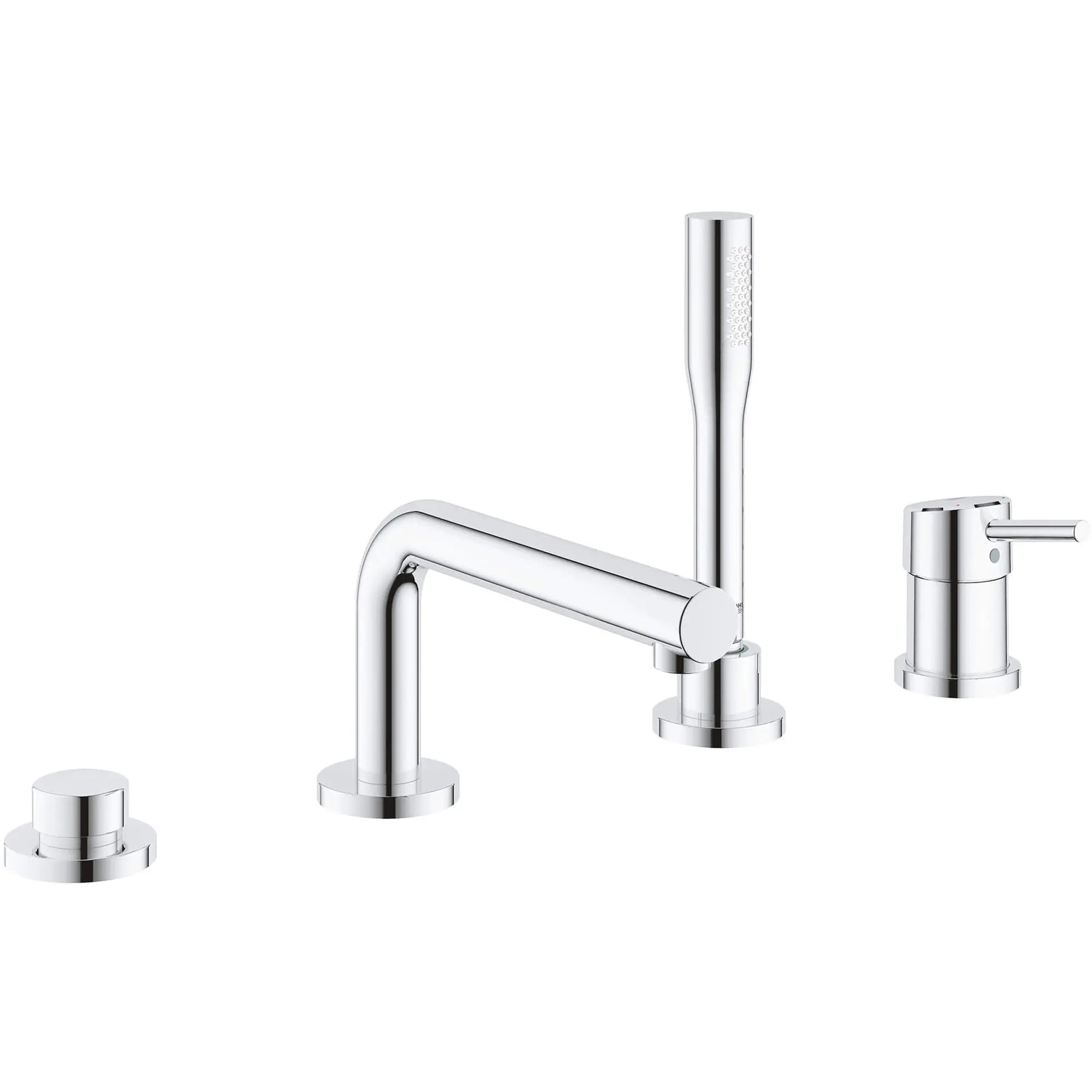 Robinet de baignoire romaine, 4 trous, à poignée simple, à montage sur tablier avec douchette 6,6 L/min (1,75 gpm) // CHROME STARLIGHT GROHE // 12710_19576002-concetto-four-hole-bathtub-faucet-with-handshower-starlight-chrome_0_CDNwebp.webp