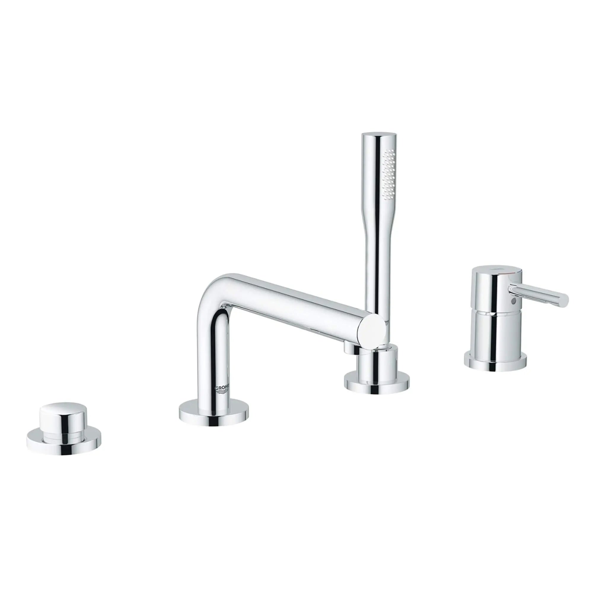 Facade pour combiné monocommande 4 trous -montage sur banquette // CHROME STARLIGHT GROHE // 12713_19578000-Essence-Four-Hole_Bathtub_Faucet_with_Handshower_0_CDNwebp.webp