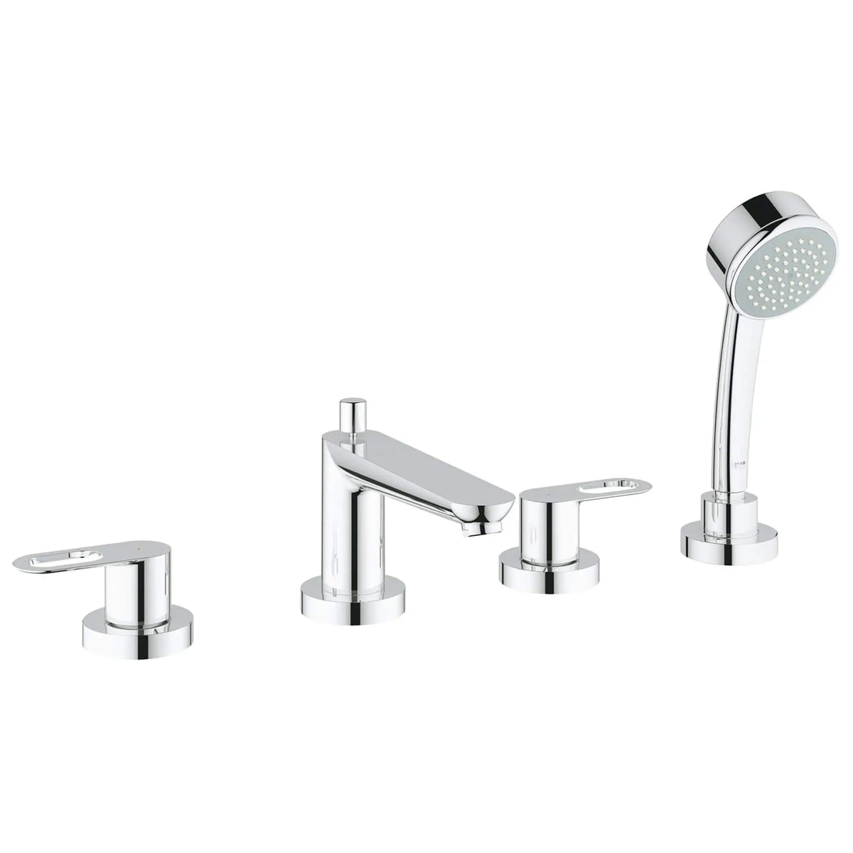 M?l. B/D 4-Tr. + Ens. Douche Us // CHROME STARLIGHT GROHE // 12728_19594000-BauLoop-Four-Hole_Roman_Bathtub_Faucet_with_Handshower_0_CDNwebp.webp