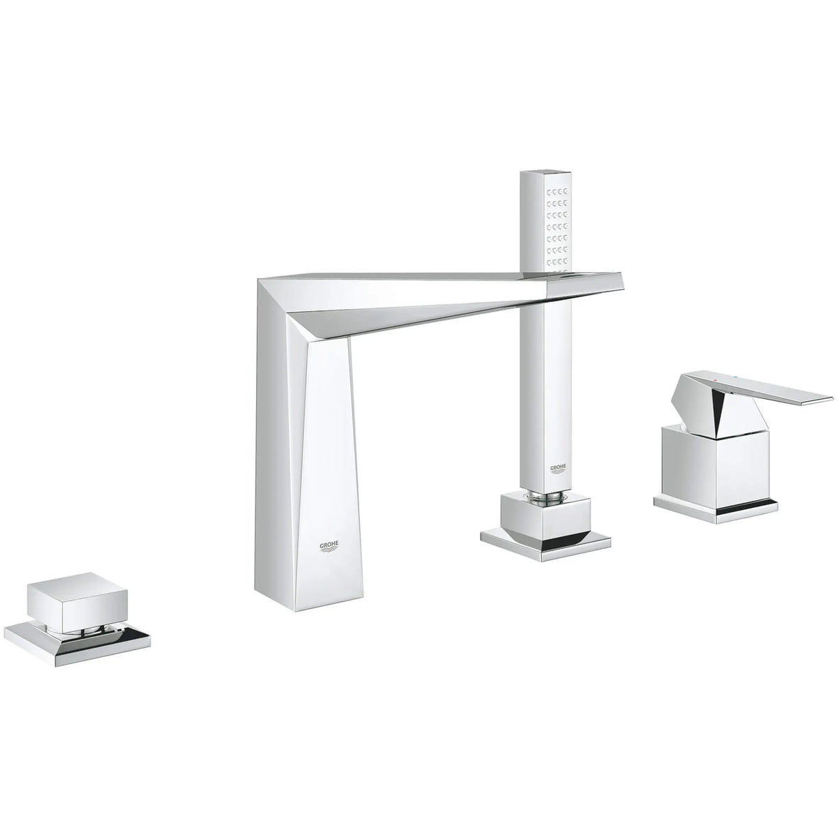 Facade pour combiné monocommande 4 trous -montage sur banquette // CHROME STARLIGHT GROHE // 12843_19787000-allure-brilliant-four-hole-bathtub-faucet-with-handshower-starlight-chrome_0_CDNwebp.webp
