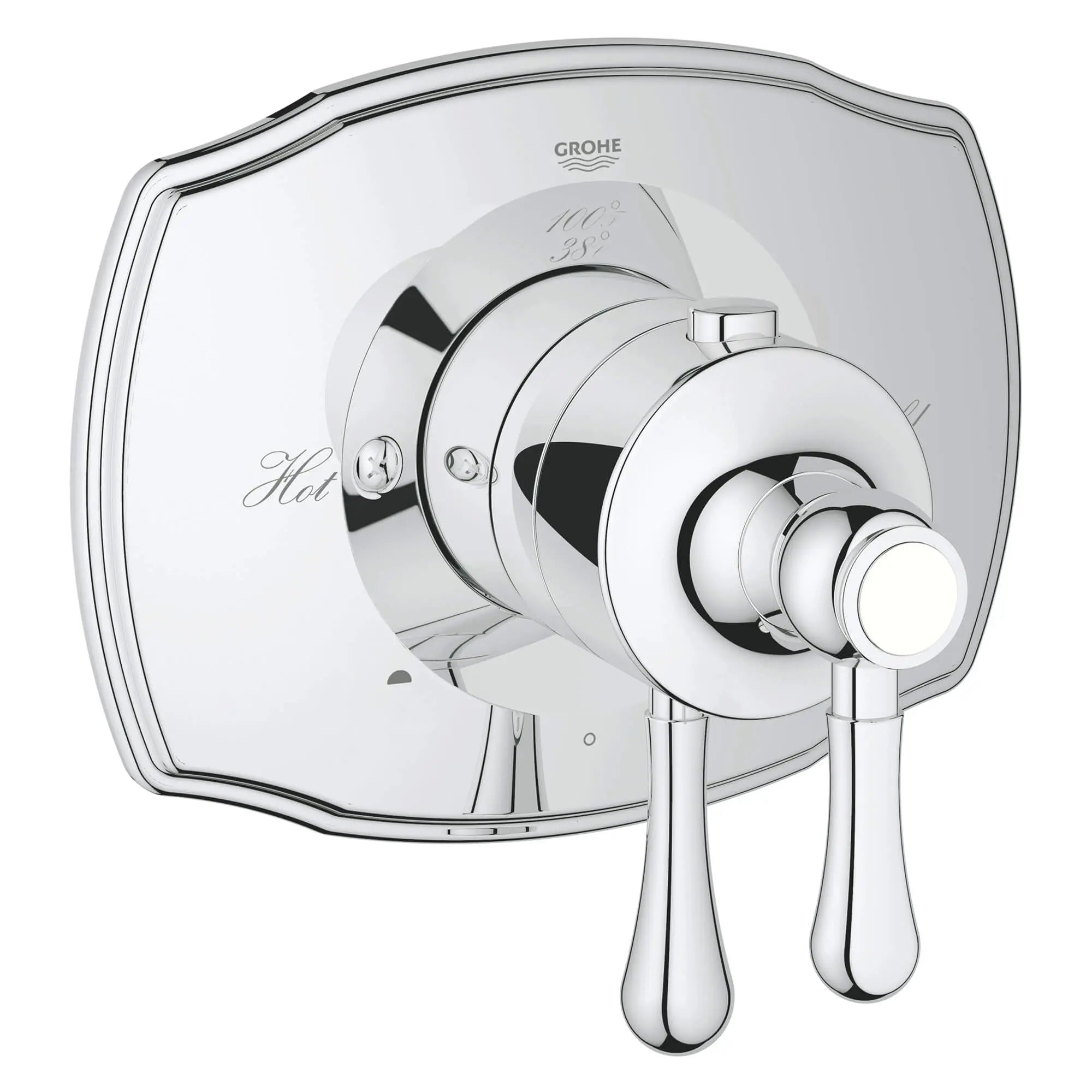 GrohFlex Authentic Garniture de valve thermostatique à fonction simple avec module de contrôle // CHROME STARLIGHT GROHE // 12861_19825000-grohtherm-2000-authentic-dual-function-thermostatic-trim-with-control-module-starlight-chrome_0_CDNwebp.webp