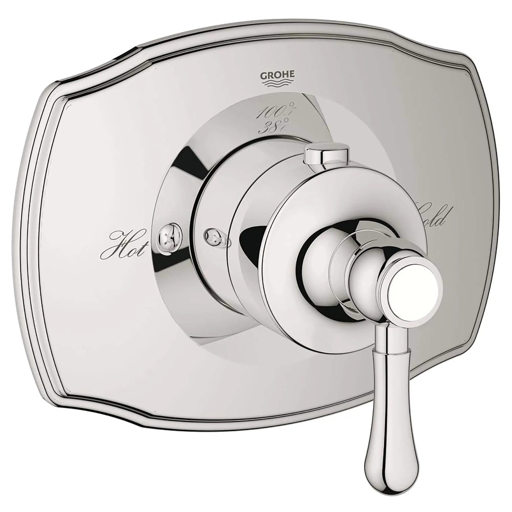 GrohFlex Authentic Garniture de valve thermostatique pour douche personnalisée avec module de contrôle // NICKEL POLI  INFINITYFINISH // 12886_19839BE0-Grohtherm_2000_Authentic-Custom_Shower_Thermostatic_Trim_with_Control_Module_0_CDNwebp.webp
