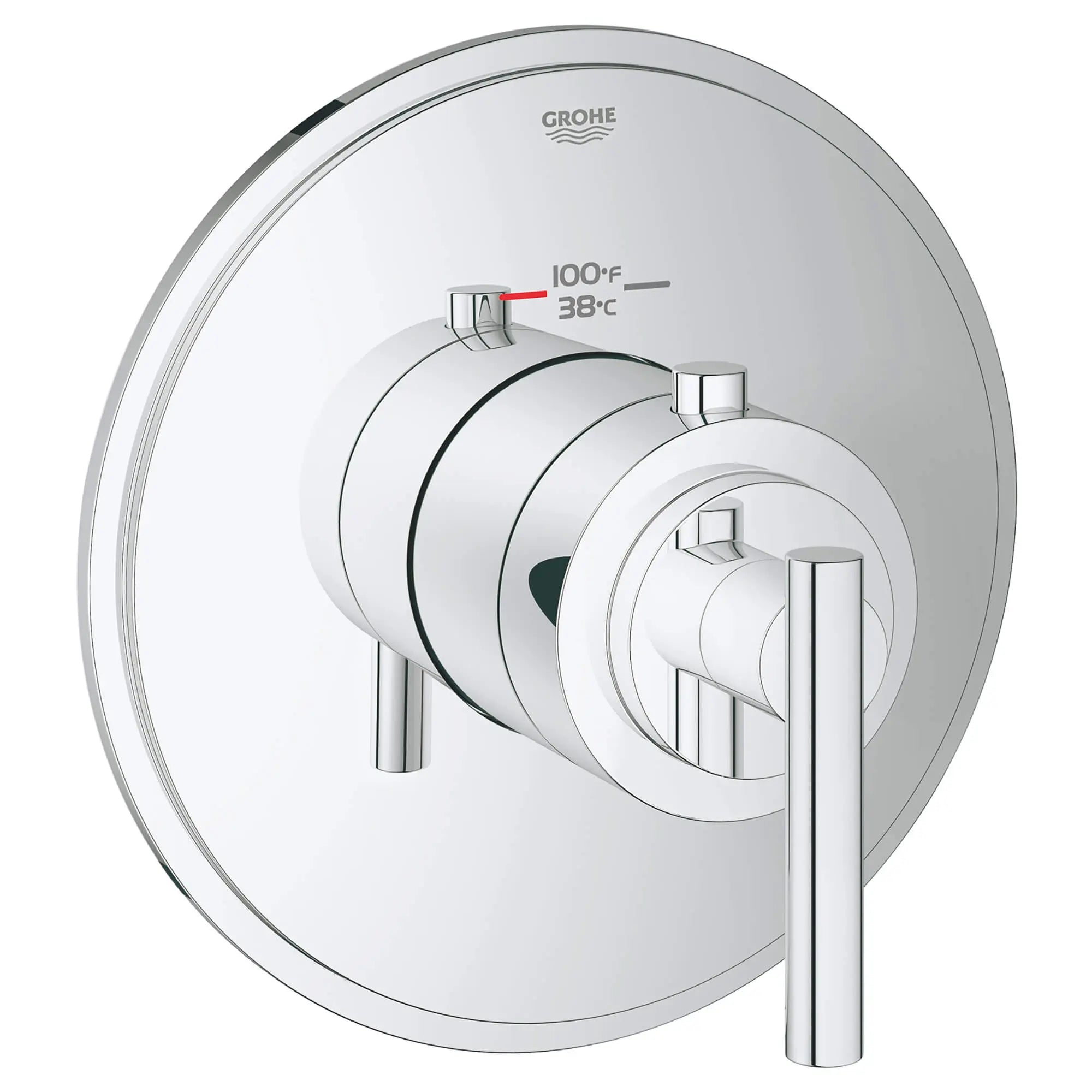 GrohFlex Timeless Garniture de valve thermostatique pour douche personnalisée avec module de contrôle // CHROME STARLIGHT GROHE // 12914_19865000-atrio-custom-shower-thermostatic-trim-with-control-module-starlight-chrome_0_CDNwebp.webp