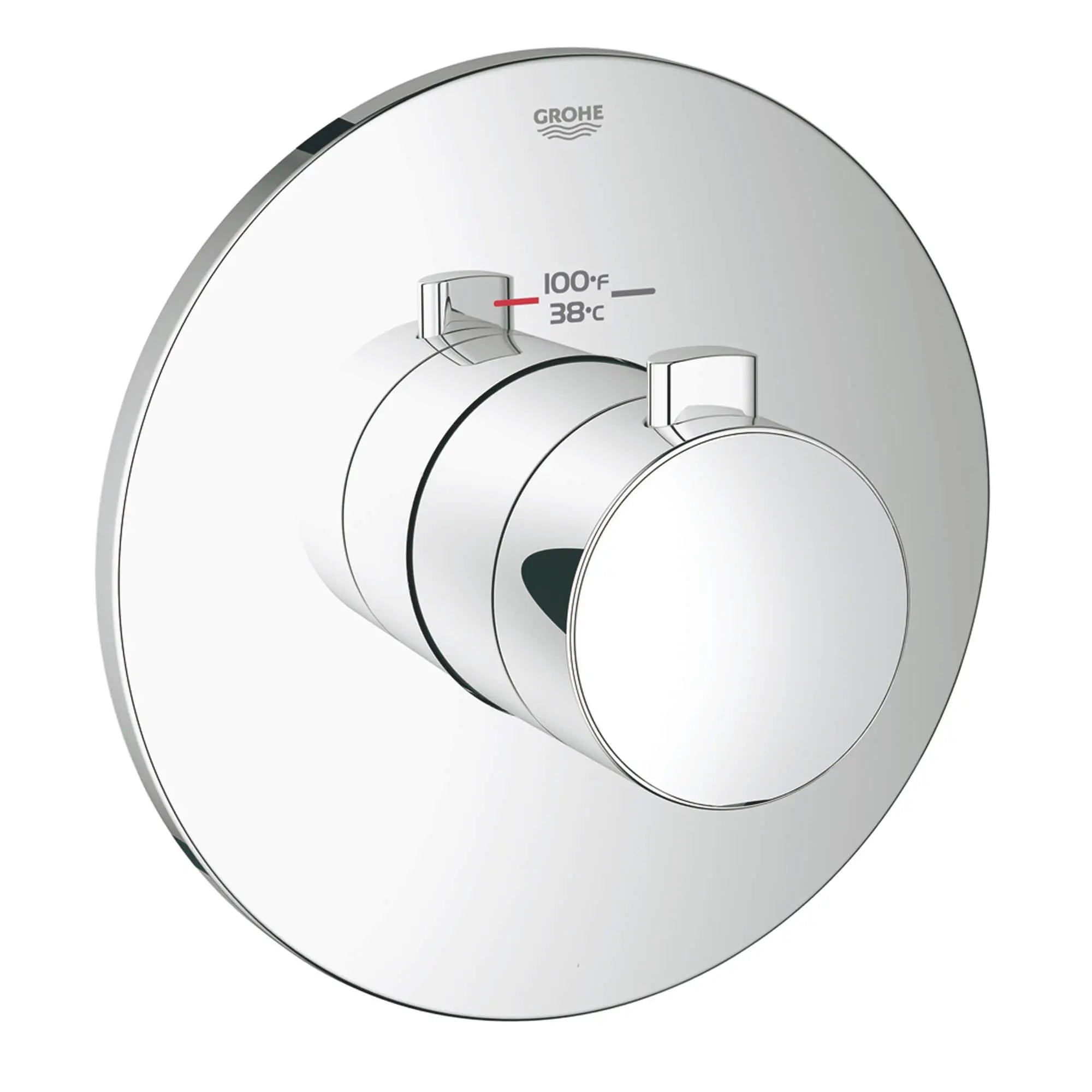 GrohFlex Cosmopolitan Garniture de valve thermostatique pour douche personnalisée avec module de contrôle // CHROME STARLIGHT GROHE // 12941_19879000-europlus-custom-shower-thermostatic-trim-with-control-module-starlight-chrome-2_0_CDNwebp.webp