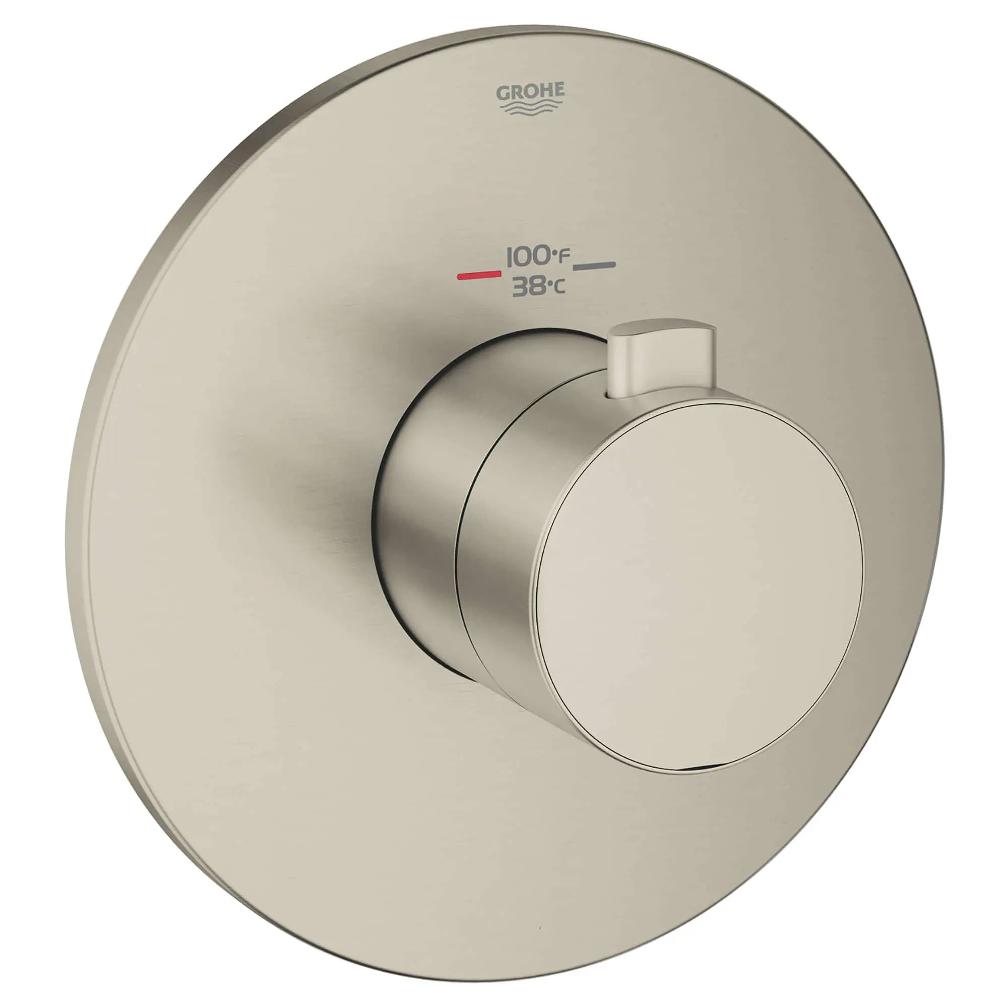GrohFlex Cosmopolitan Garniture de valve thermostatique pour douche personnalisée avec module de contrôle // NICKEL BROSSÉ INFINITYFINISH // 12944_19879en0-europlus-custom-shower-thermostatic-trim-with-control-module-brushed-nickel-infinityfinish_0_CDNwebp.webp