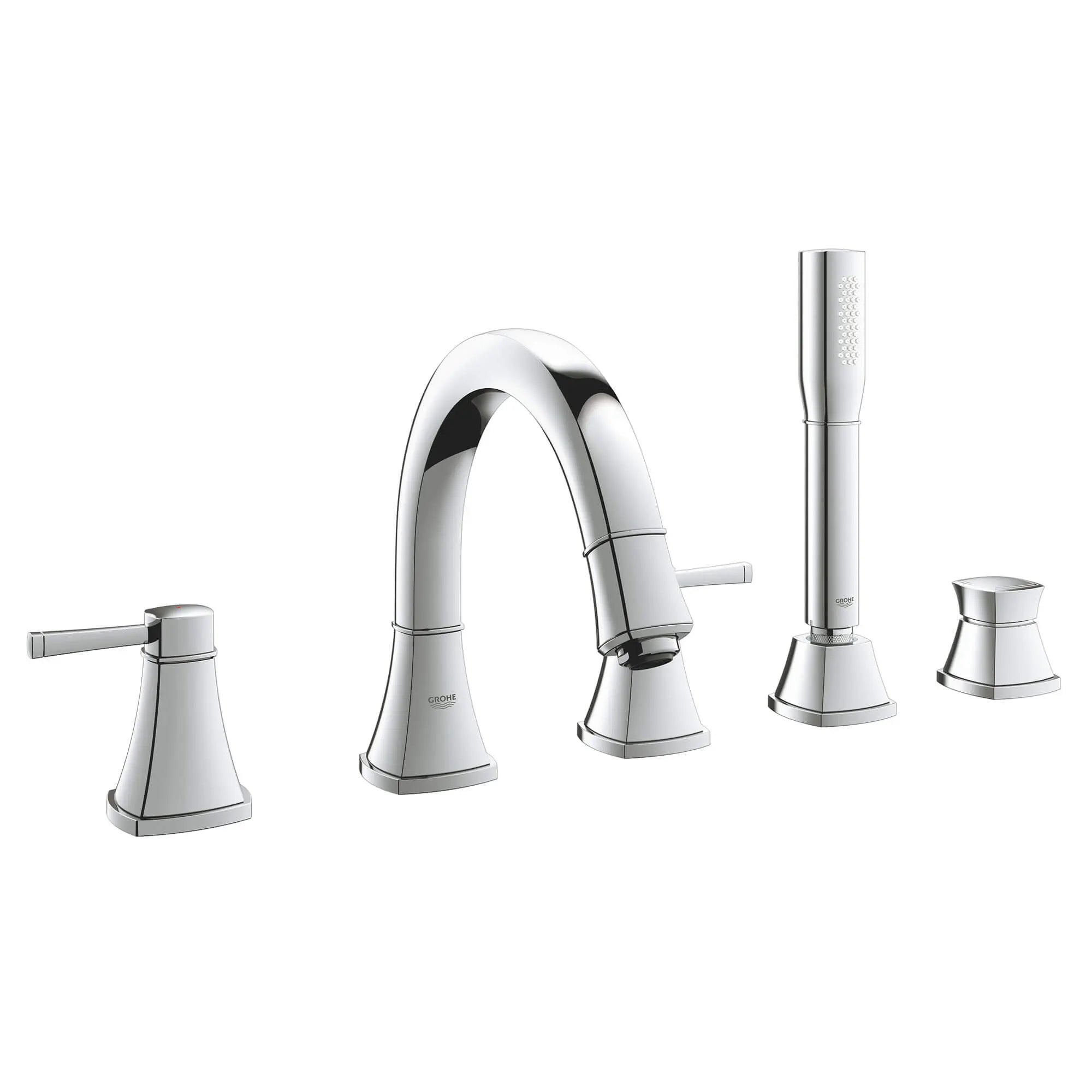 Grandera Robinet de bain avec douchette // CHROME STARLIGHT GROHE // 12965_19919000-grandera-five-hole-bathtub-faucet-with-handshower-starlight-chrome_0_CDNwebp.webp