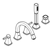 [1991900A] 5-Hole 2-Handle Deck Mount Roman Tub Faucet with 1.75 GPM Hand Shower - GROHE StarLight Chrome