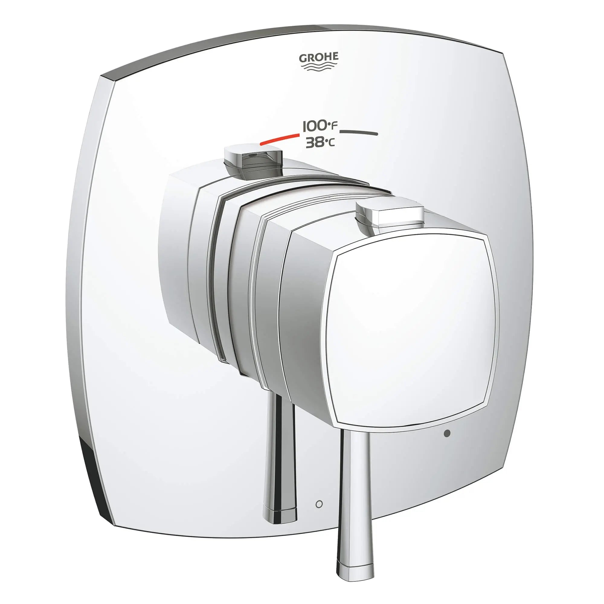 Garniture de valve thermostatique GrohFlex à fonction simple avec module de contrôle // CHROME STARLIGHT GROHE // 12976_19935000-grandera-single-function-thermostatic-trim-with-control-module-starlight-chrome_0_CDNwebp.webp