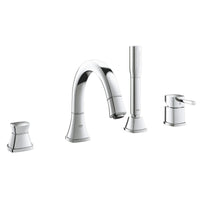 [19936000] 4-Hole Single-Handle Deck Mount Roman Tub Faucet with 2.0 GPM Hand Shower - GROHE StarLight Chrome