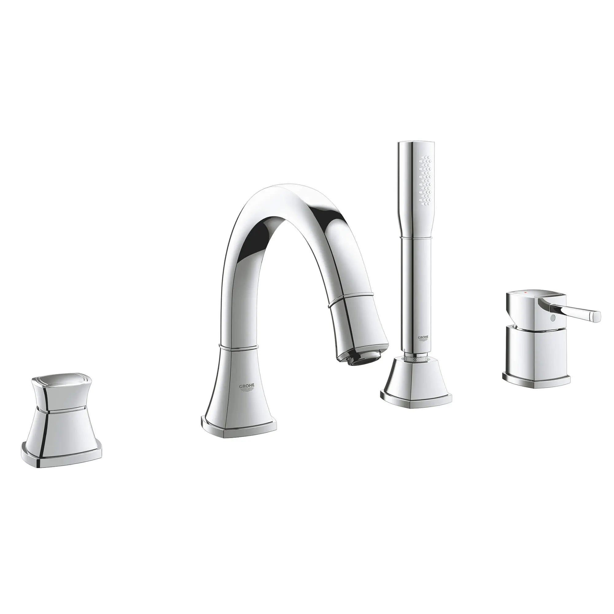 Grandera Robinet de bain avec douchette // CHROME STARLIGHT GROHE // 12984_19936000-grandera-four-hole-bathtub-faucet-with-handshower-starlight-chrome_0_CDNwebp.webp