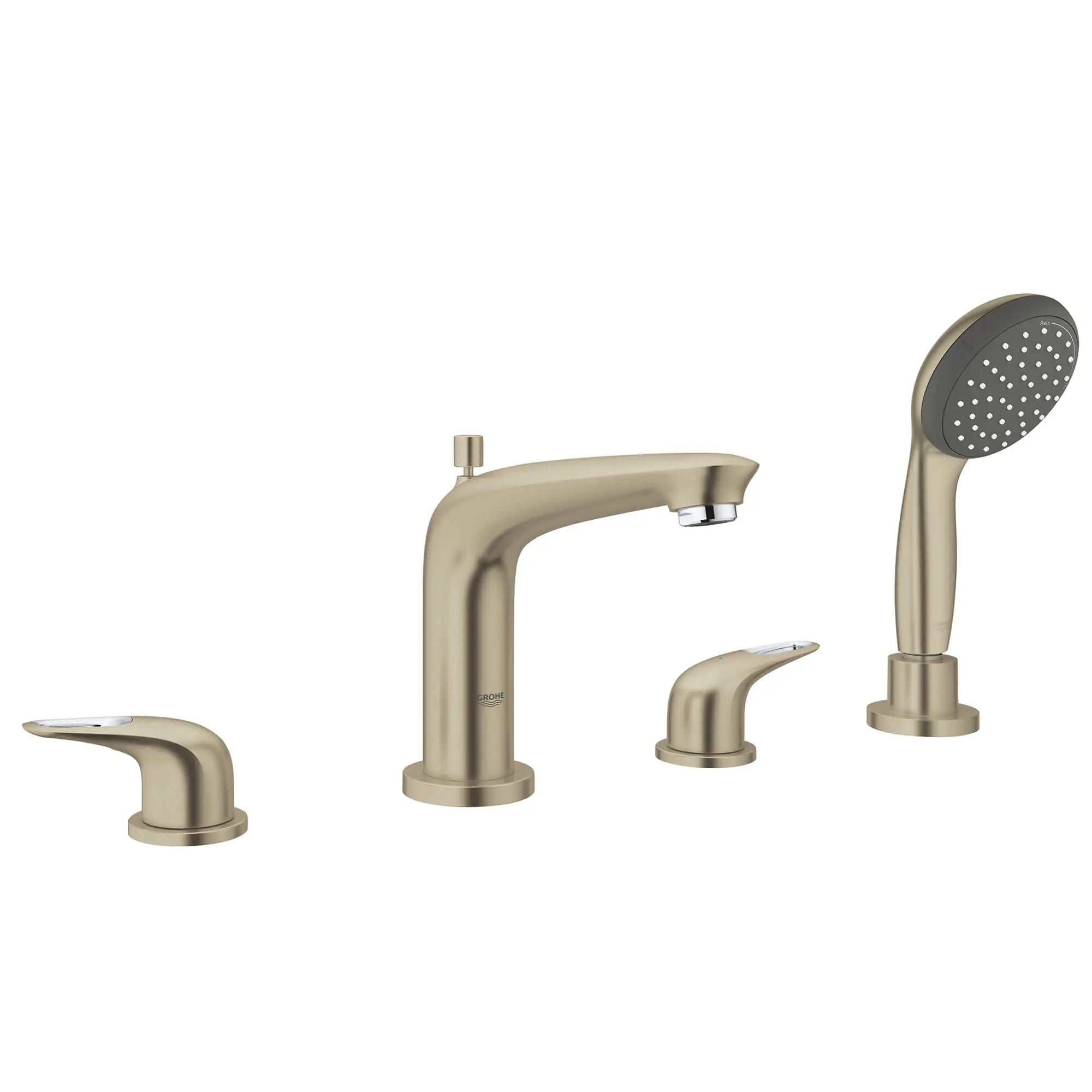 Facade pour combiné 4 trous baignoire // NICKEL BROSSÉ INFINITYFINISH // 13038_19991en4-eurostyle-four-hole-roman-bathtub-faucet-with-handshower-brushed-nickel-infinityfinish_0_CDNwebp.webp