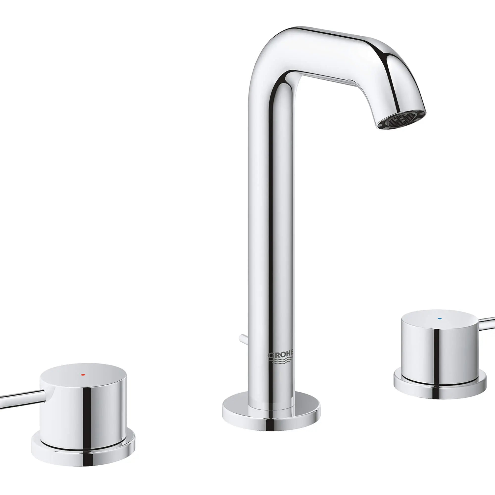 Robinet moyen pour salle de bain, 8 po, 2 poignées, 4,5 L/min (1,2 gpm) // CHROME STARLIGHT GROHE // 13162_2029700a-essence-8-inch-widespread-two-handle-bathroom-faucet-m-size-starlight-chrome-2_0_CDNwebp.webp