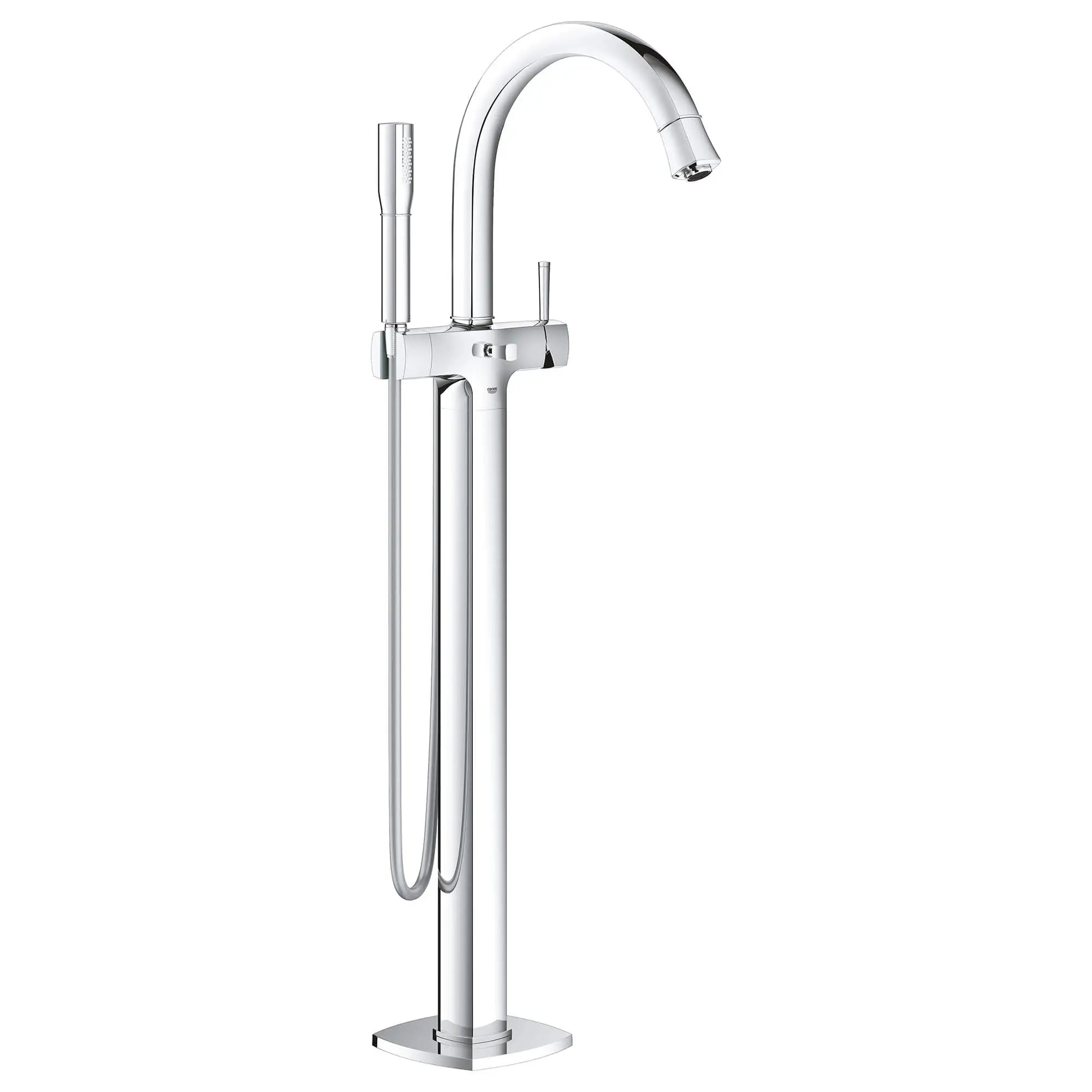 Grandera Robinet de baignoire à montage au sol avec douchette // CHROME STARLIGHT GROHE // 13447_23318000-grandera-floor-standing-tub-filler-starlight-chrome_0_CDNwebp.webp