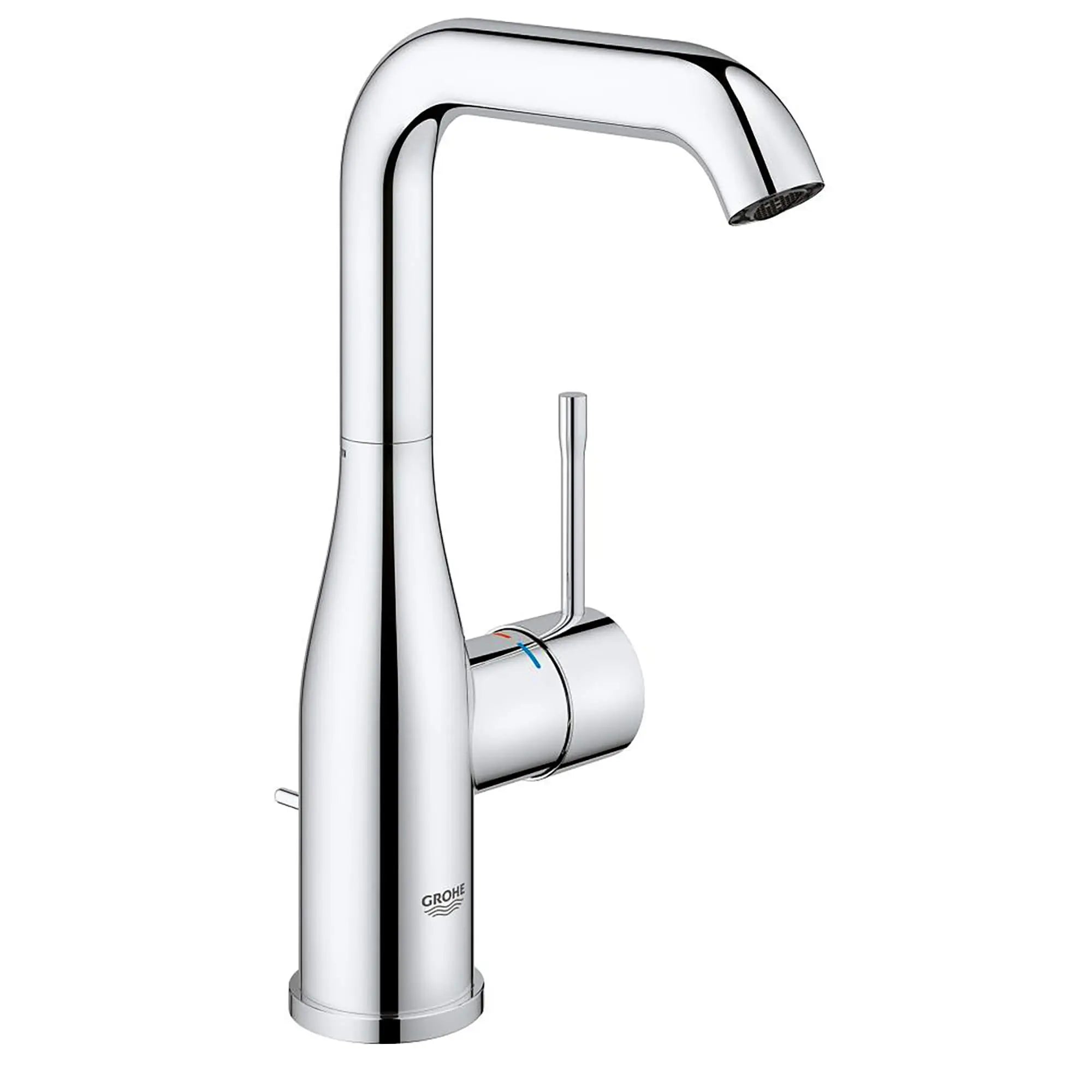 Robinet de salle de bain à poignée unique de grande taille // CHROME STARLIGHT GROHE // 13486_23486001-Essence-Single-Handle_Bathroom_Faucet_L-size_0_CDNwebp.webp