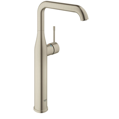 Robinet de salle de bains à poignée unique de très grande taille pour lavabo monotrou - Nickel brossé InfinityFinish