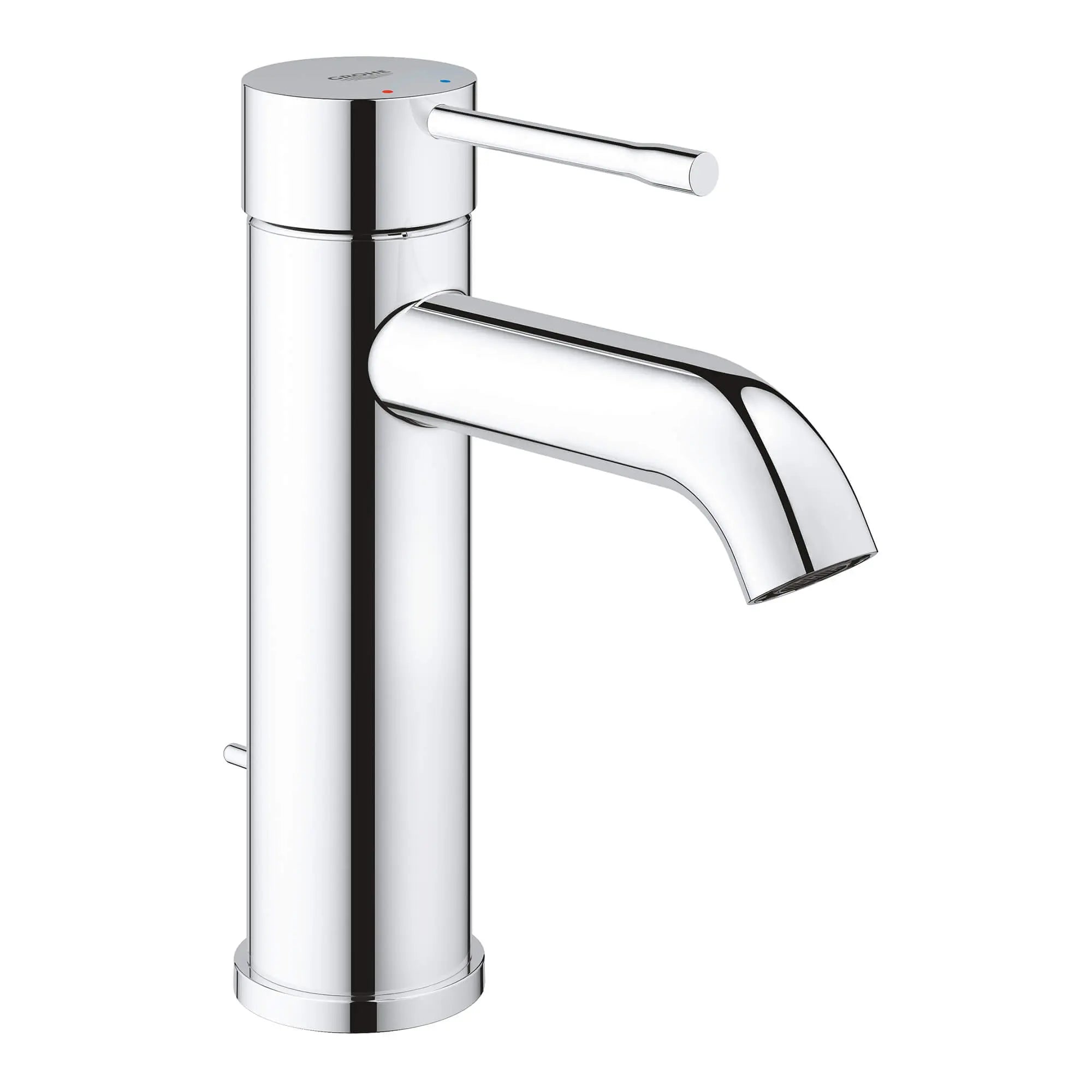 Robinet monotrou pour salle de bain, à poignée simple, taille P, 4,5 L/min (1,2 gpm) // CHROME STARLIGHT GROHE // 13515_2359200a-essence-single-handle-bathroom-faucet-s-size-starlight-chrome_0_CDNwebp.webp