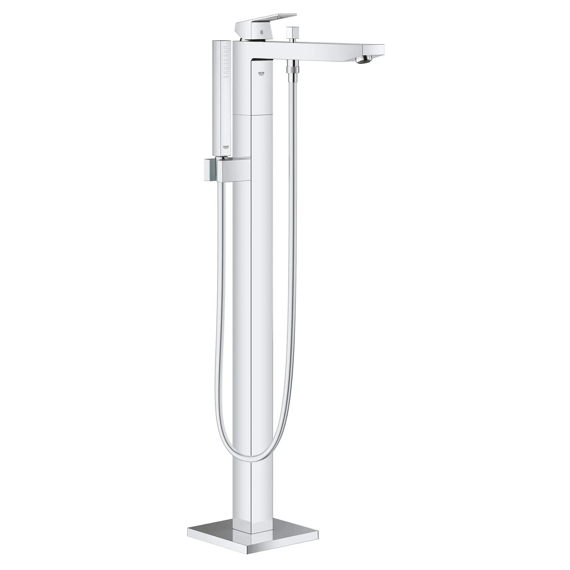 Robinet de baignoire à poignée unique // CHROME STARLIGHT GROHE // 13534_23672000-eurocube-floor-standing-tub-filler-starlight-chrome_0_CDNwebp.webp