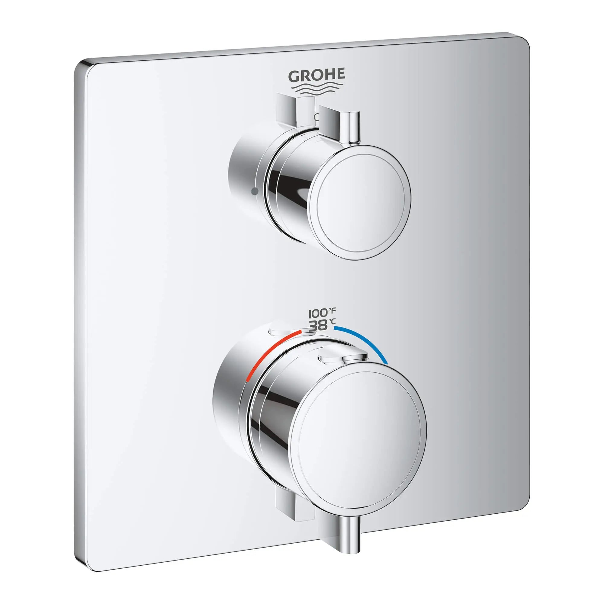 Garniture de valve thermostatique à fonction double, 2 poignées // CHROME STARLIGHT GROHE // 13615_24111000-grohtherm-dual-function-2-handle-thermostatic-trim-starlight-chrome_0_CDNwebp.webp