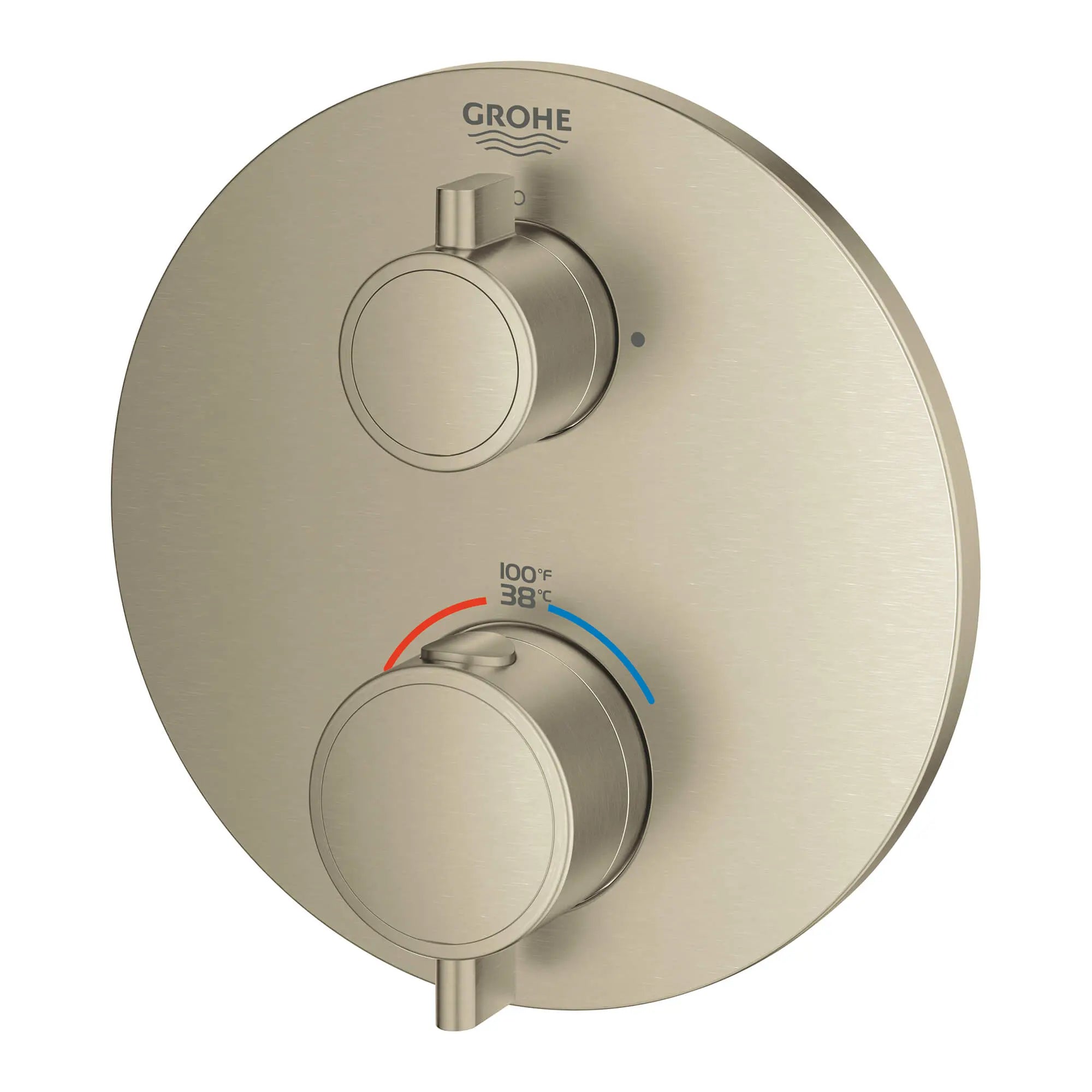 Garniture de valve thermostatique à fonction double, 2 poignées // NICKEL BROSSÉ INFINITYFINISH // 13622_24133en0-grohtherm-dual-function-2-handle-thermostatic-trim-brushed-nickel-infinityfinish-2_0_CDNwebp.webp