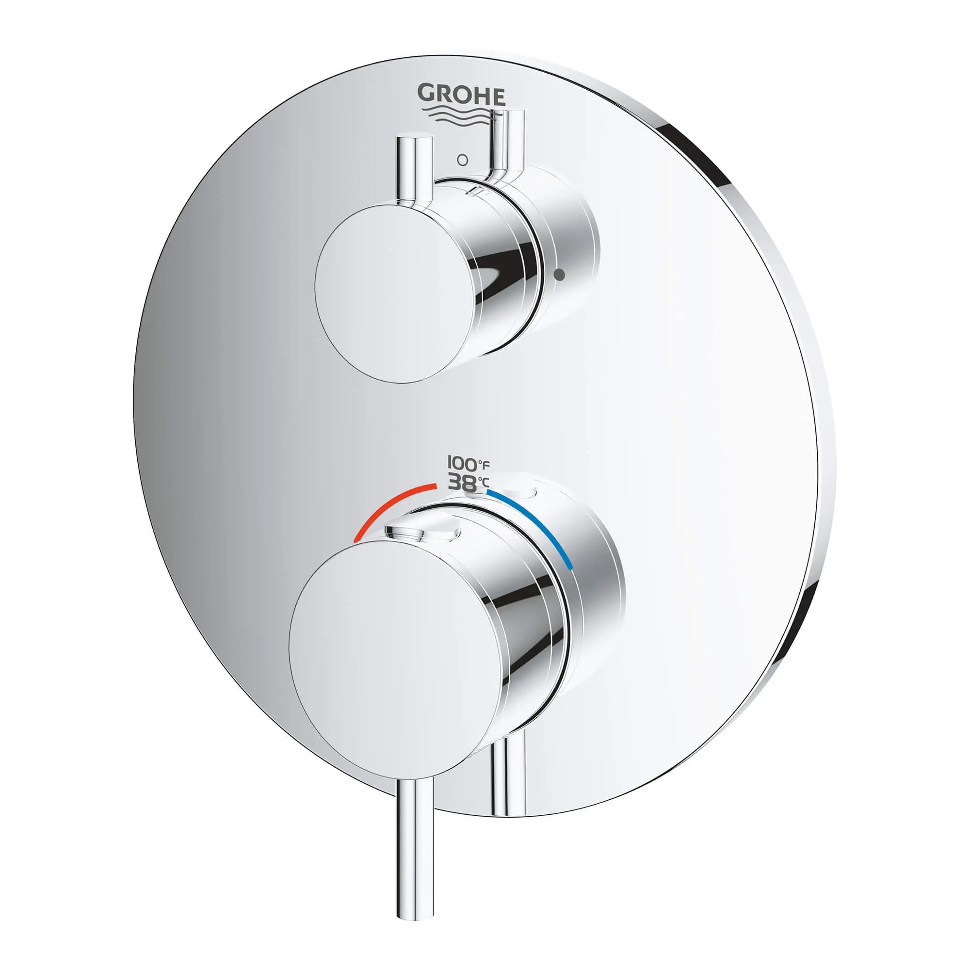 Garniture de valve thermostatique à fonction double avec module de contrôle // CHROME STARLIGHT GROHE // 13629_24151003-atrio-dual-function-2-handle-thermostatic-trim-starlight-chrome-2_0_CDNwebp.webp