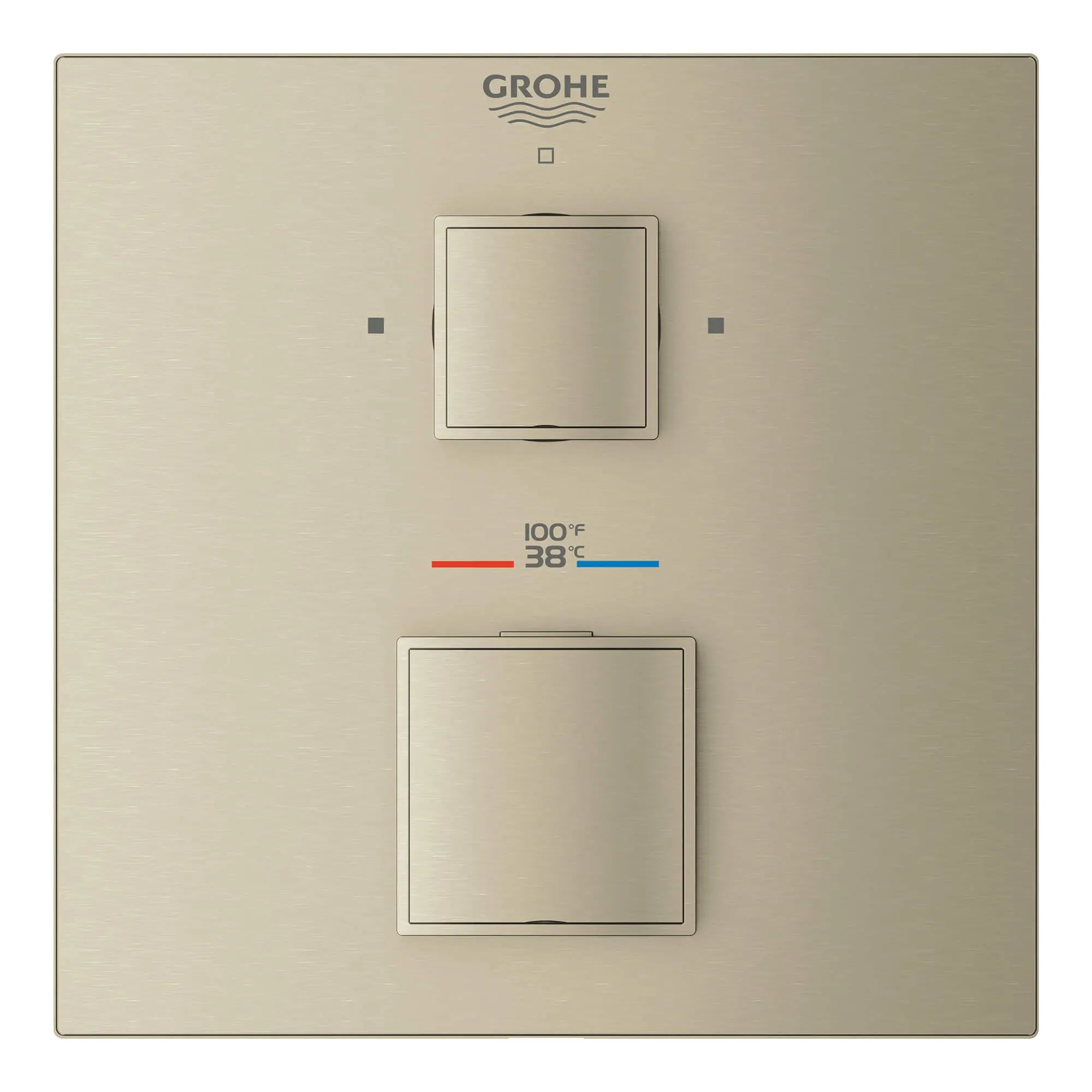 Garniture de valve thermostatique à fonction double, 2 poignées // NICKEL BROSSÉ INFINITYFINISH // 13646_24158en0-grohtherm-cube-dual-function-2-handle-thermostatic-trim-brushed-nickel-infinityfinish-3_0_CDNwebp.webp