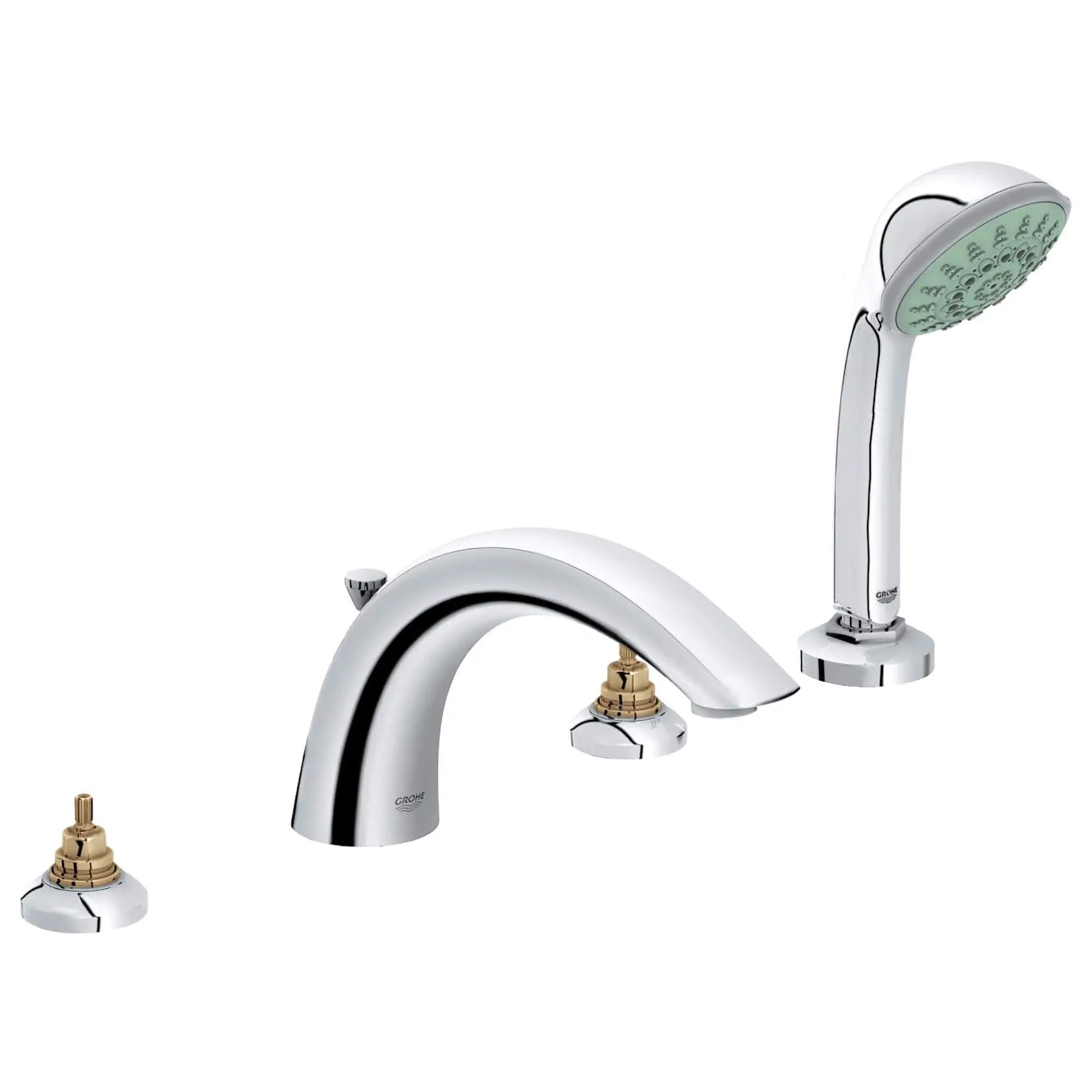 Robinet de bain avec douchette // CHROME STARLIGHT GROHE // 13696_25072000-Arden-Four-Hole_Roman_Bathtub_Faucet_with_Handshower_0_CDNwebp.webp