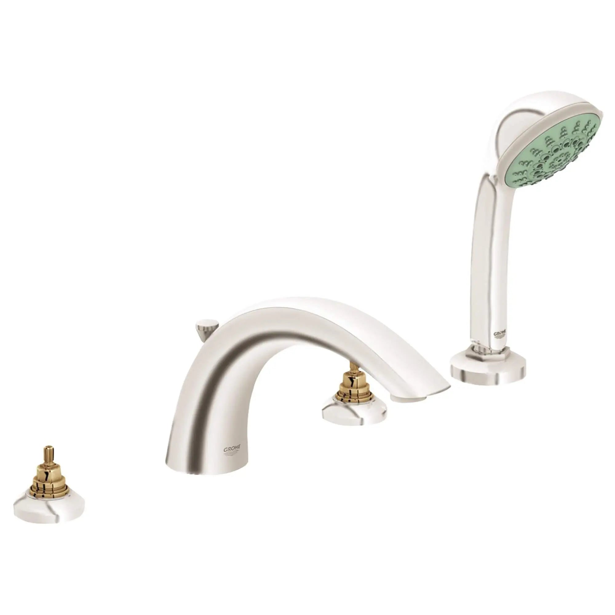 Robinet de bain avec douchette // NICKEL BROSSÉ INFINITYFINISH // 13698_25072EN0-Arden-Four-Hole_Roman_Bathtub_Faucet_with_Handshower_0_CDNwebp.webp