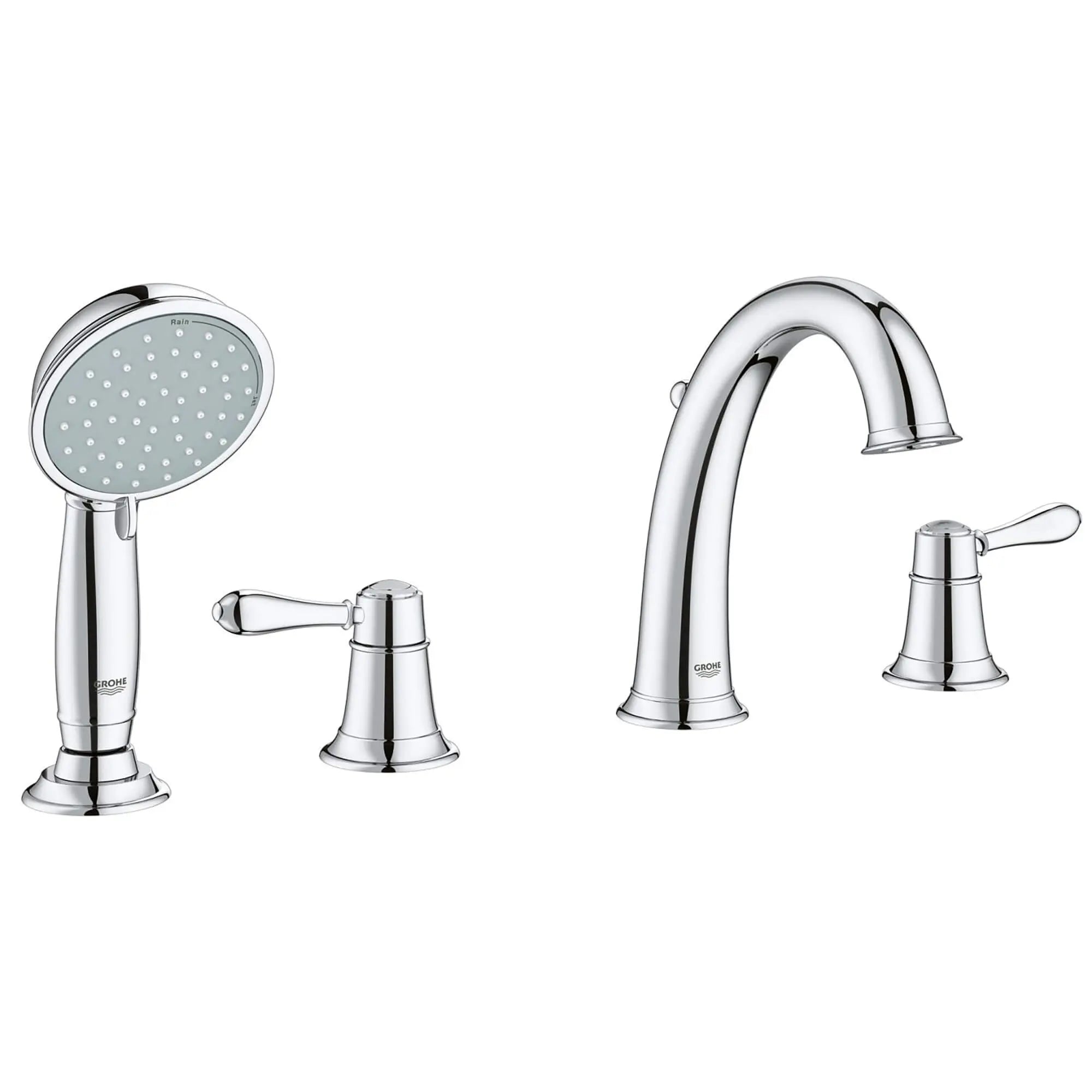 Fairborn Robinet de bain avec douchette // CHROME STARLIGHT GROHE // 13734_25162000-Fairborn-Four-Hole_Roman_Bathtub_Faucet_with_Handshower_0_CDNwebp.webp