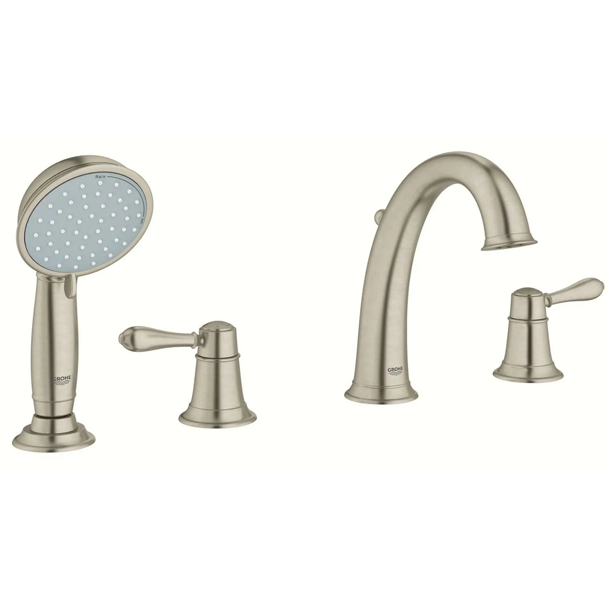 Fairborn Robinet de bain avec douchette // NICKEL BROSSÉ INFINITYFINISH // 13737_25162EN0-Fairborn-Four-Hole_Roman_Bathtub_Faucet_with_Handshower_0_CDNwebp.webp
