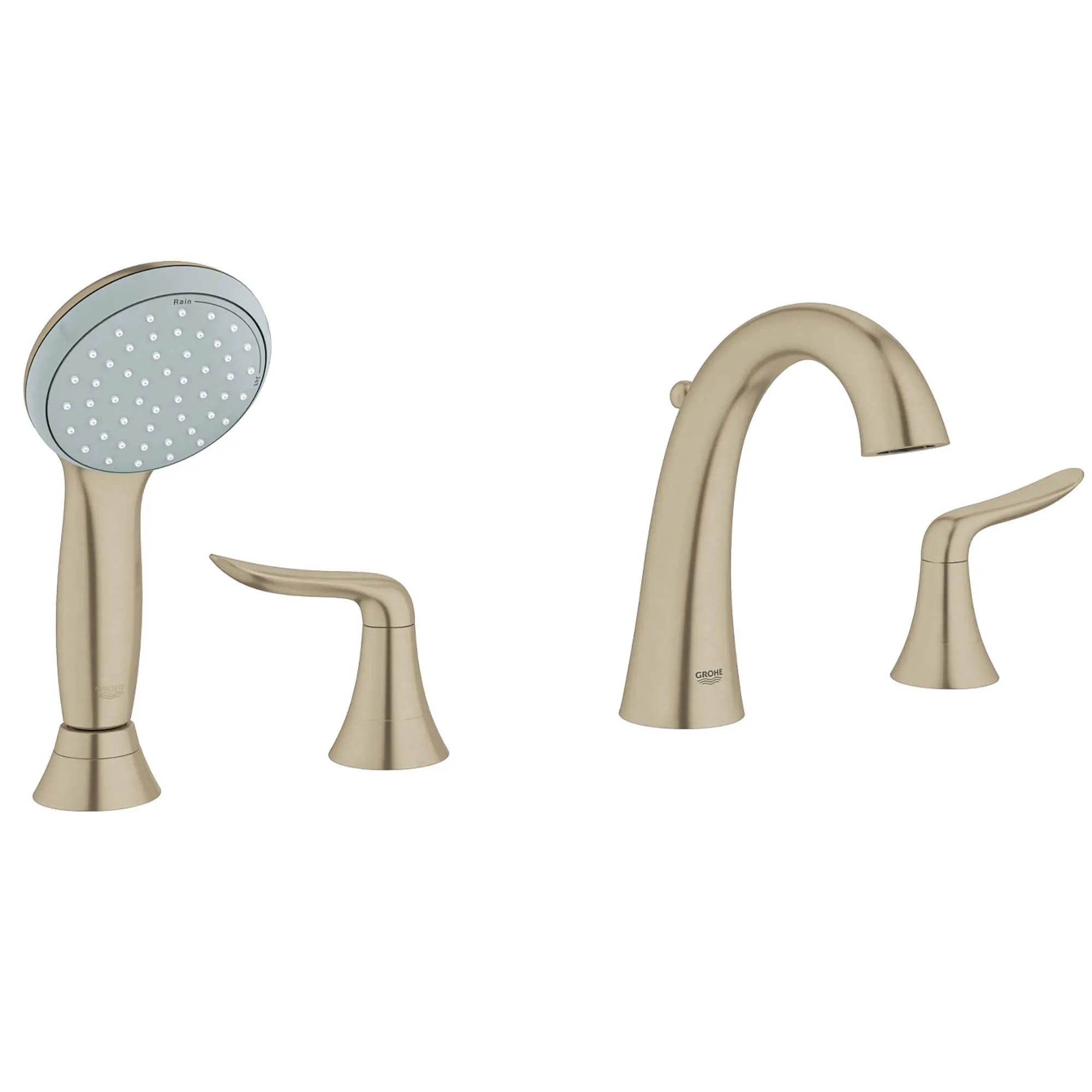 Agira Robinet de bain avec douchette // NICKEL BROSSÉ INFINITYFINISH // 13747_25164EN1-Agira-Four-Hole_Roman_Bathtub_Faucet_with_Handshower_0_CDNwebp.webp