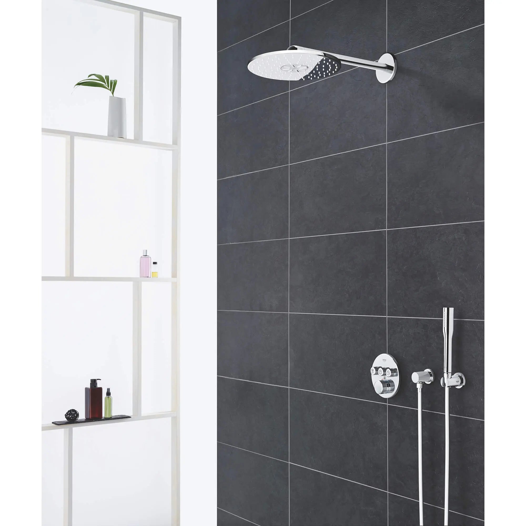 GrohTherm SmartControl Garniture de valve thermostatique à fonction triple // CHROME STARLIGHT GROHE // 1375_29138000-triple-function-thermostatic-trim-with-control-module-enviro-7_0_CDNwebp.webp