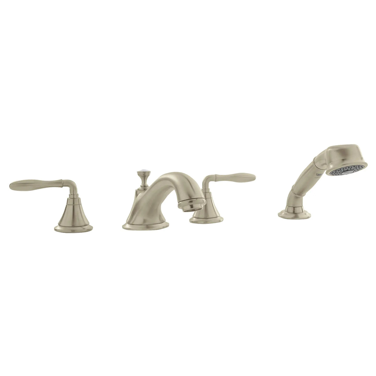 Seabury Robinet de bain avec douchette // NICKEL BROSS? INFINITYFINISH // 13767_25502en1-seabury-four-hole-roman-bathtub-faucet-with-handshower-brushed-nickel-infinityfinish-2_0_CDNwebp.webp