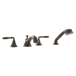 [25502ZB1] 4-Hole 2-Handle Deck Mount Roman Tub Faucet with 1.75 GPM Hand Shower - GROHE StarLight Chrome