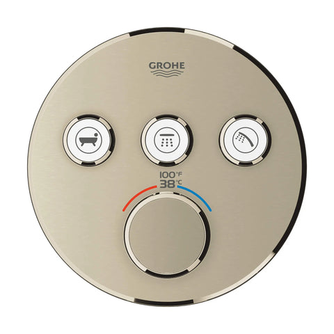 GrohTherm SmartControl Garniture de valve thermostatique à fonction triple - Nickel brossé InfinityFinish