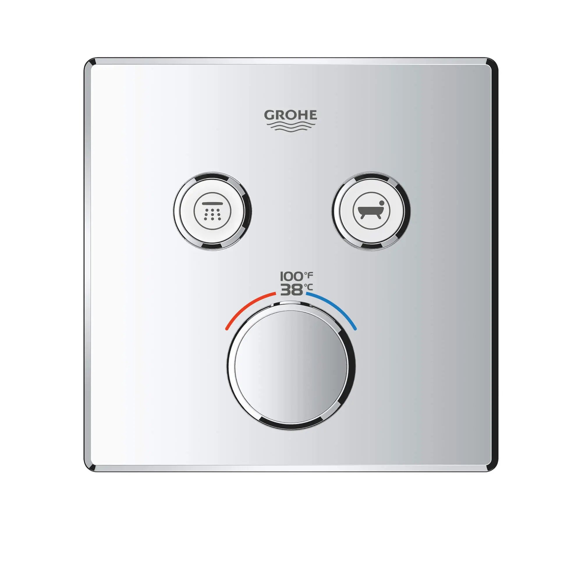 GrohTherm SmartControl Garniture de valve thermostatique à fonction double // CHROME STARLIGHT GROHE // 1388_29141000-dual-function-thermostatic-trim-with-control-module-enviro-1_0_CDNwebp.webp