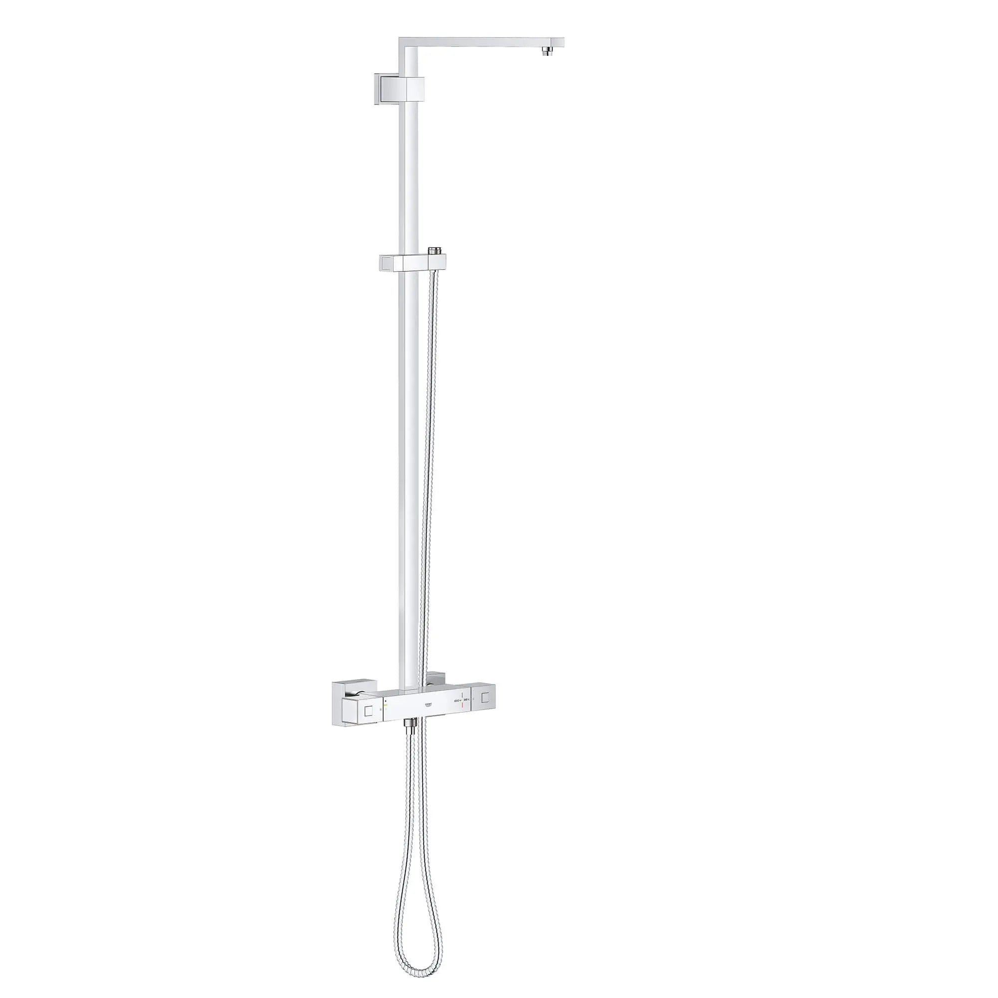 Euphoria Système de douche avec valve thermostatique // CHROME STARLIGHT GROHE // 13894_26420000-euphoria-cube-system-shower-system-with-thermostat-for-wall-mount-starlight-chrome_0_CDNwebp.webp