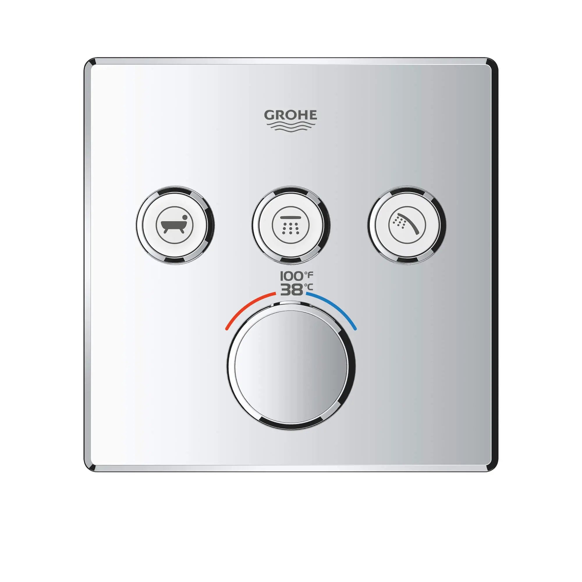GrohTherm SmartControl Garniture de valve thermostatique à fonction triple // CHROME STARLIGHT GROHE // 1401_29142000-triple-function-thermostatic-trim-with-control-module-enviro-15_0_CDNwebp.webp