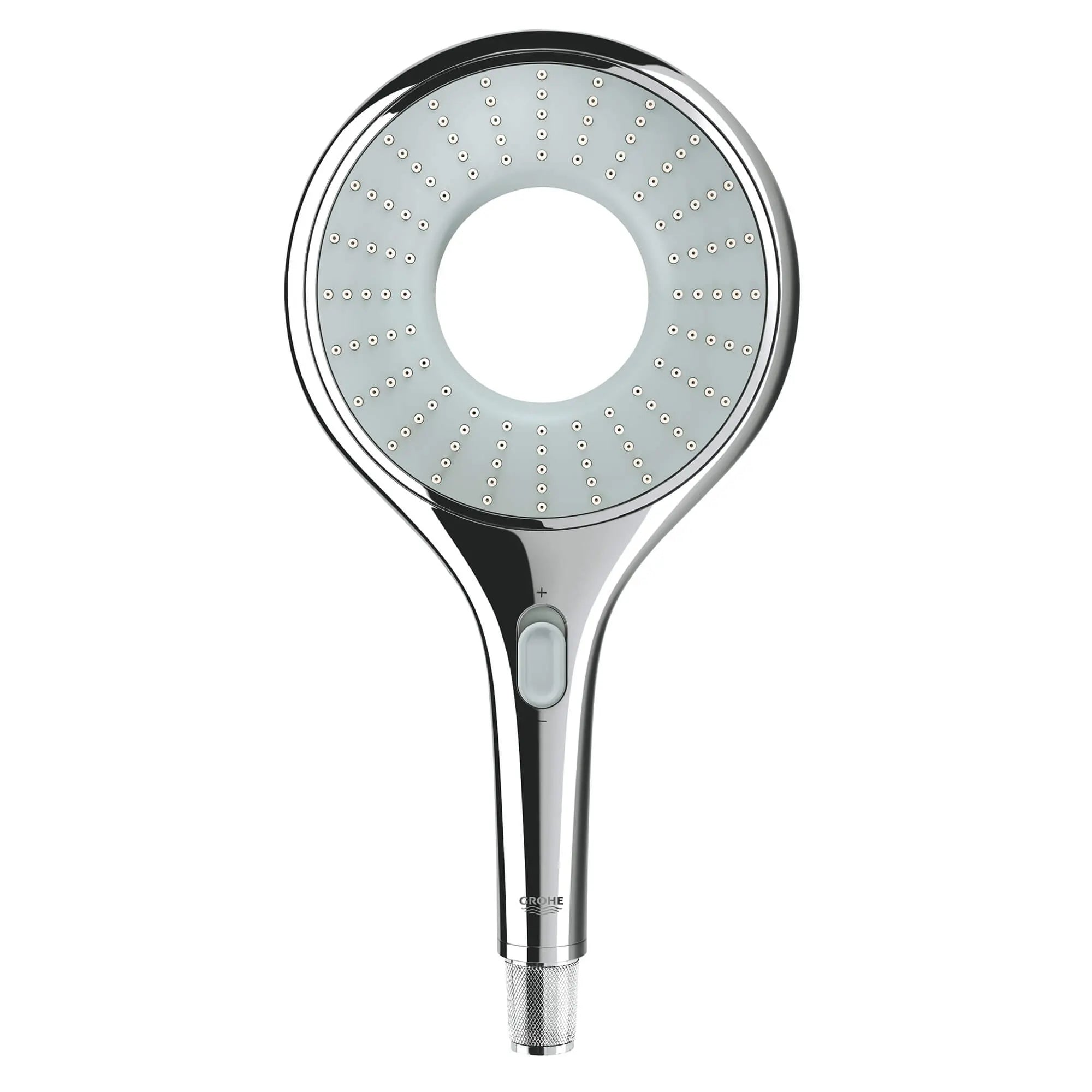 Deux modes de pulvérisation de douchette // CHROME STARLIGHT GROHE // 14156_27283000-rainshower-icon-150-handshower-2-sprays-starlight-chrome_0_CDNwebp.webp