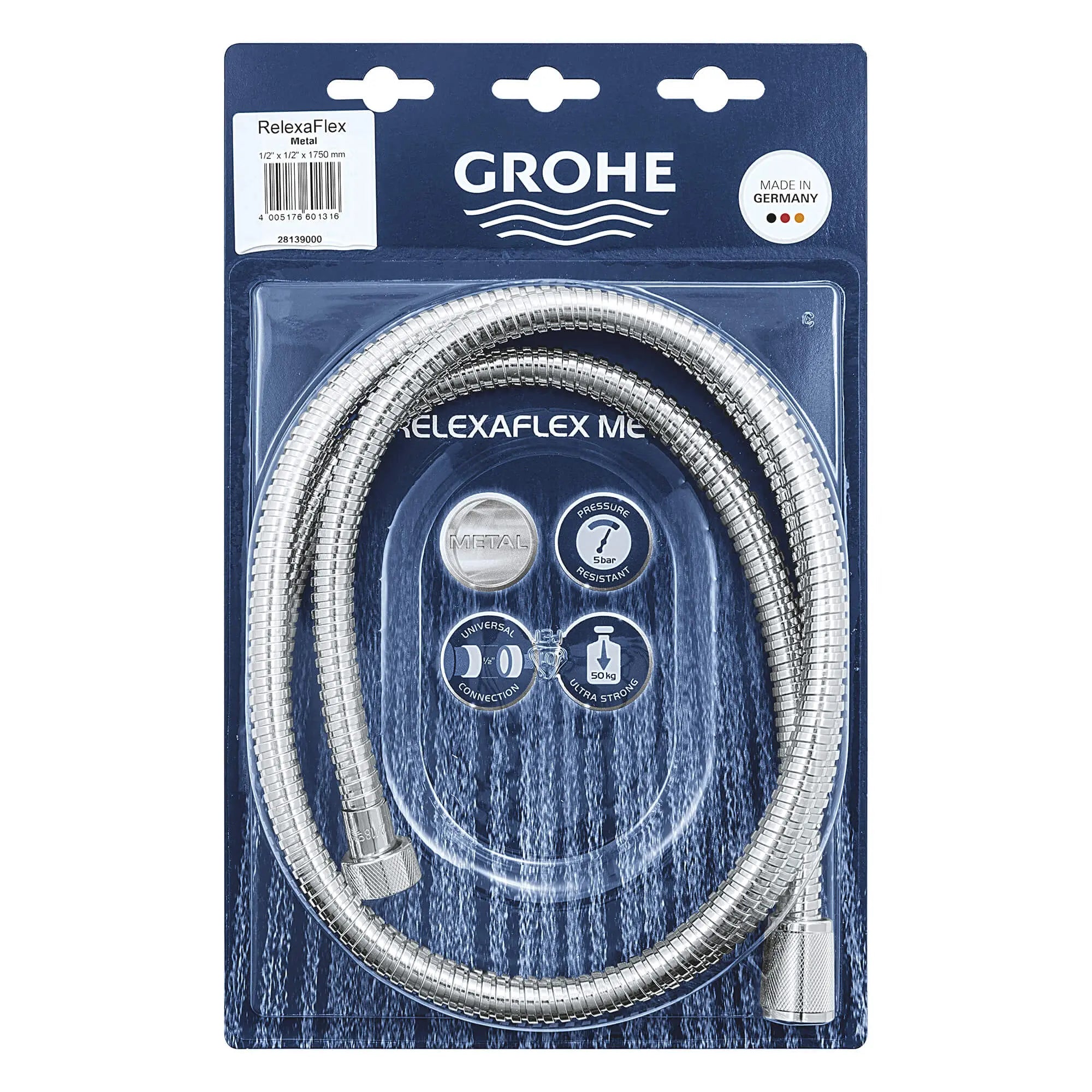 Boyau de douche métallique 69 po (1750mm) // CHROME STARLIGHT GROHE // 14377_28139000-relexaflex-69-inch-metal-hose-starlight-chrome-2_0_CDNwebp.webp