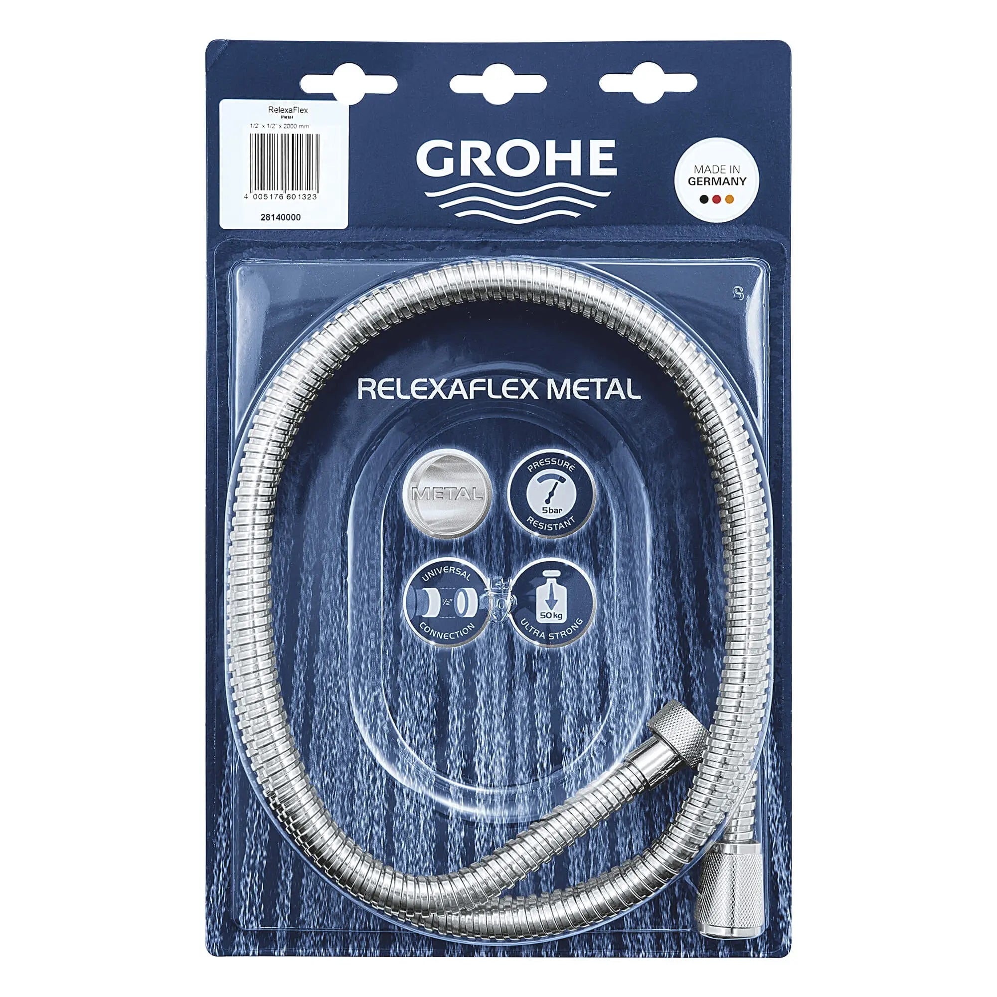 Relexa Ultra Boyau de douche métallique 79 po (2000mm) // CHROME STARLIGHT GROHE // 14379_28140000-relexaflex-79-inch-metal-hose-starlight-chrome-2_0_CDNwebp.webp
