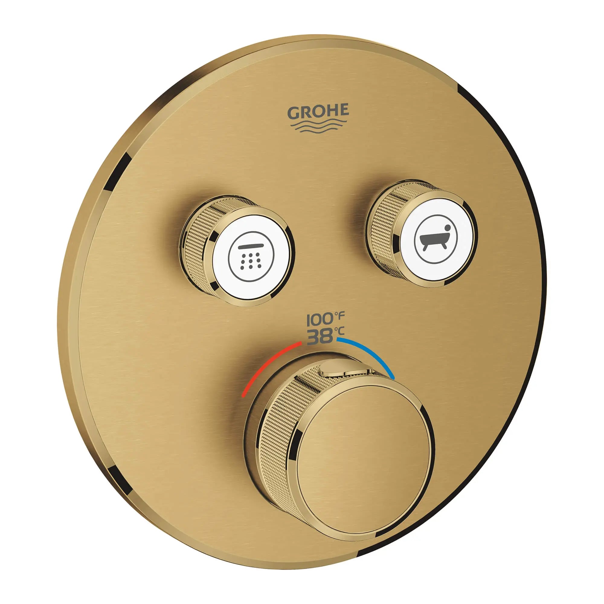 GrohTherm SmartControl Garniture de valve thermostatique à fonction double // AUBE FRAÎCHE BROSSÉ // 14749_29137gn0-grohtherm-smartcontrol-dual-function-thermostatic-trim-with-control-module-brushed-cool-sunrise_0_CDNwebp.webp