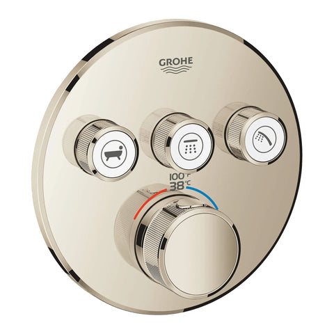 GrohTherm SmartControl Garniture de valve thermostatique à fonction triple - Nickel poli  InfinityFinish