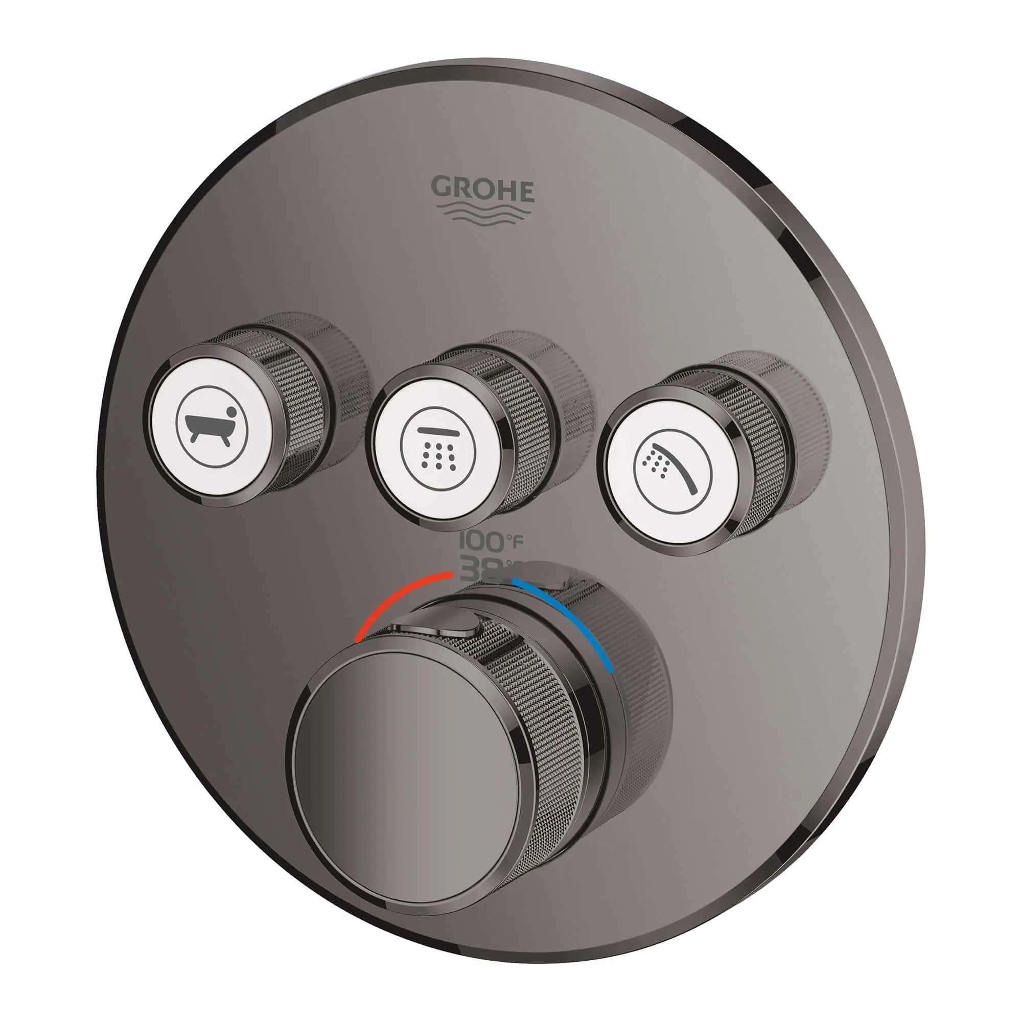 GrohTherm SmartControl Garniture de valve thermostatique à fonction triple // GRAPHITE DUR // 14753_29138a00-grohtherm-smartcontrol-triple-function-thermostatic-trim-with-control-module-hard-graphite-2_0_CDNwebp.webp